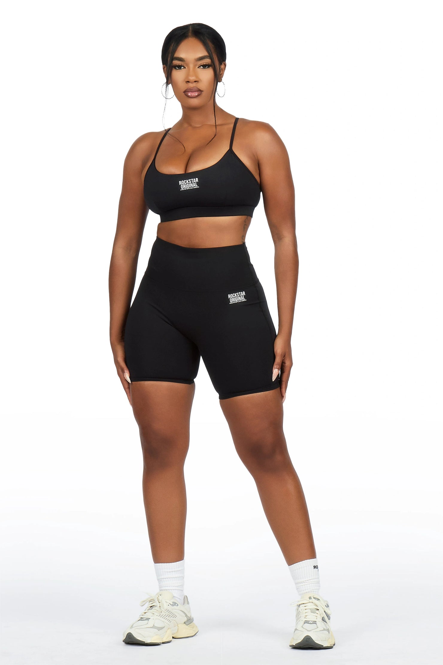 Aliccia Black Tank Active Bike Short Set