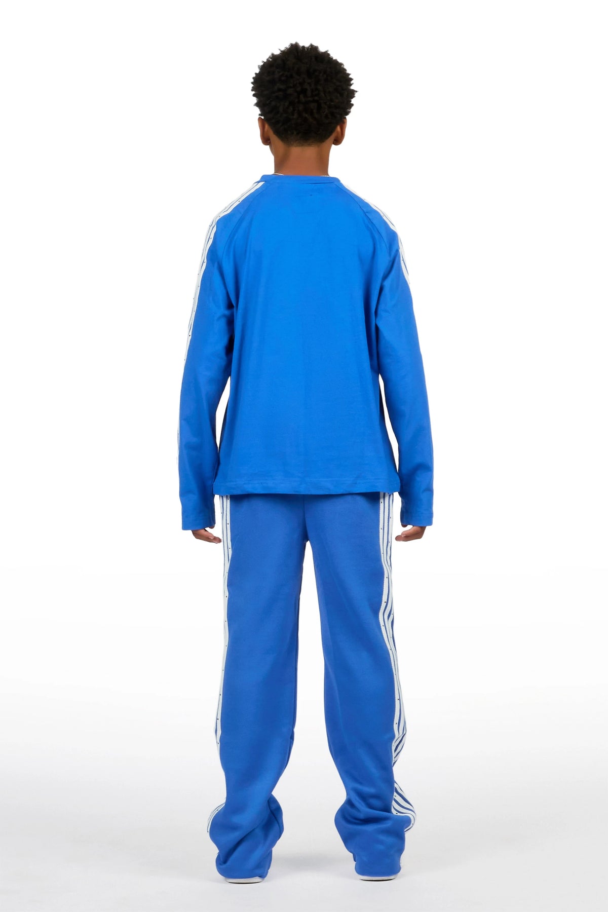 Boys Gulis Royal Blue Rhinestone Long Sleeve Shirt Relaxed Track Set