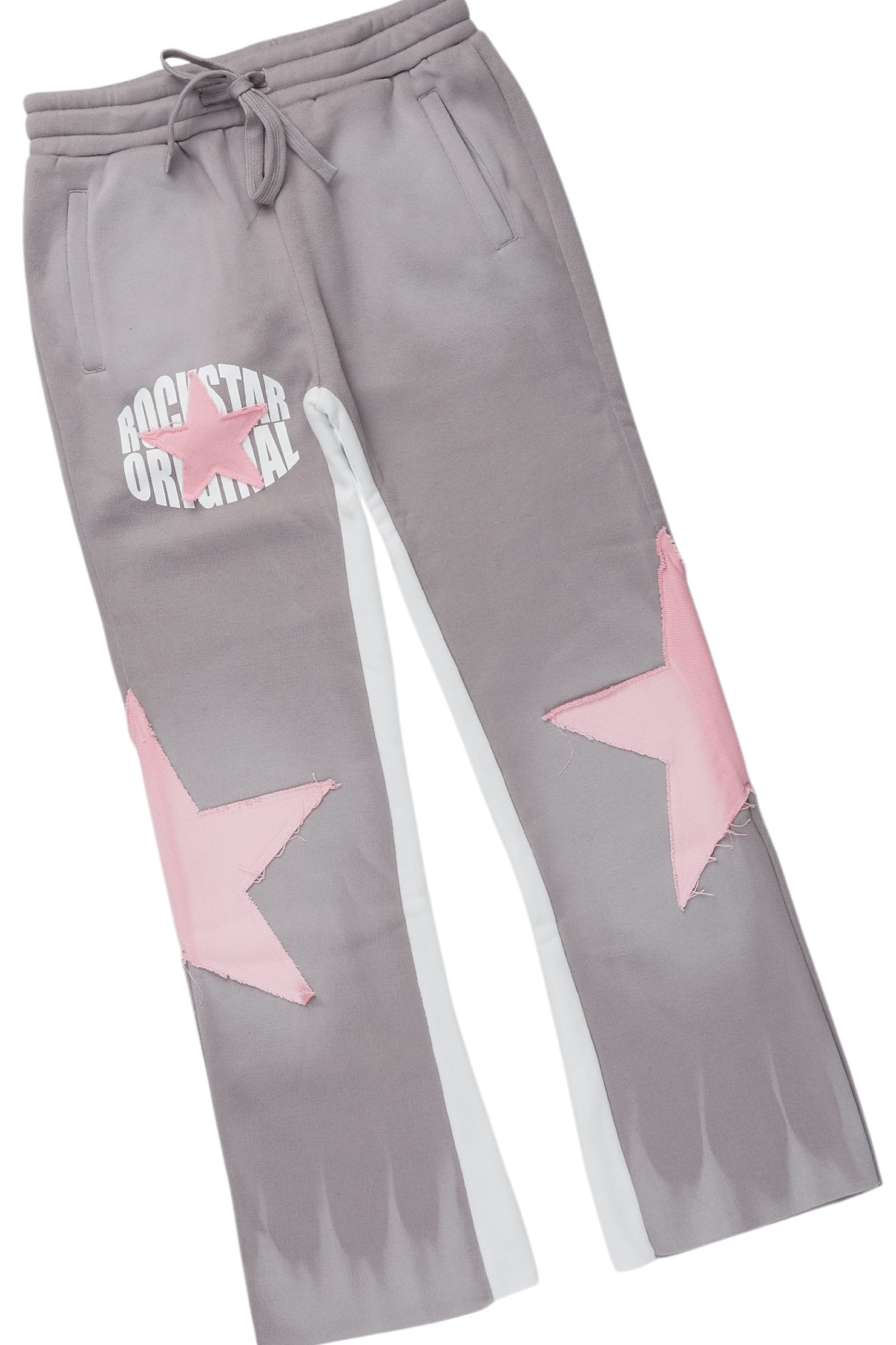 Girls Kallyah Pink/Heather Grey T-Shirt Stacked Set