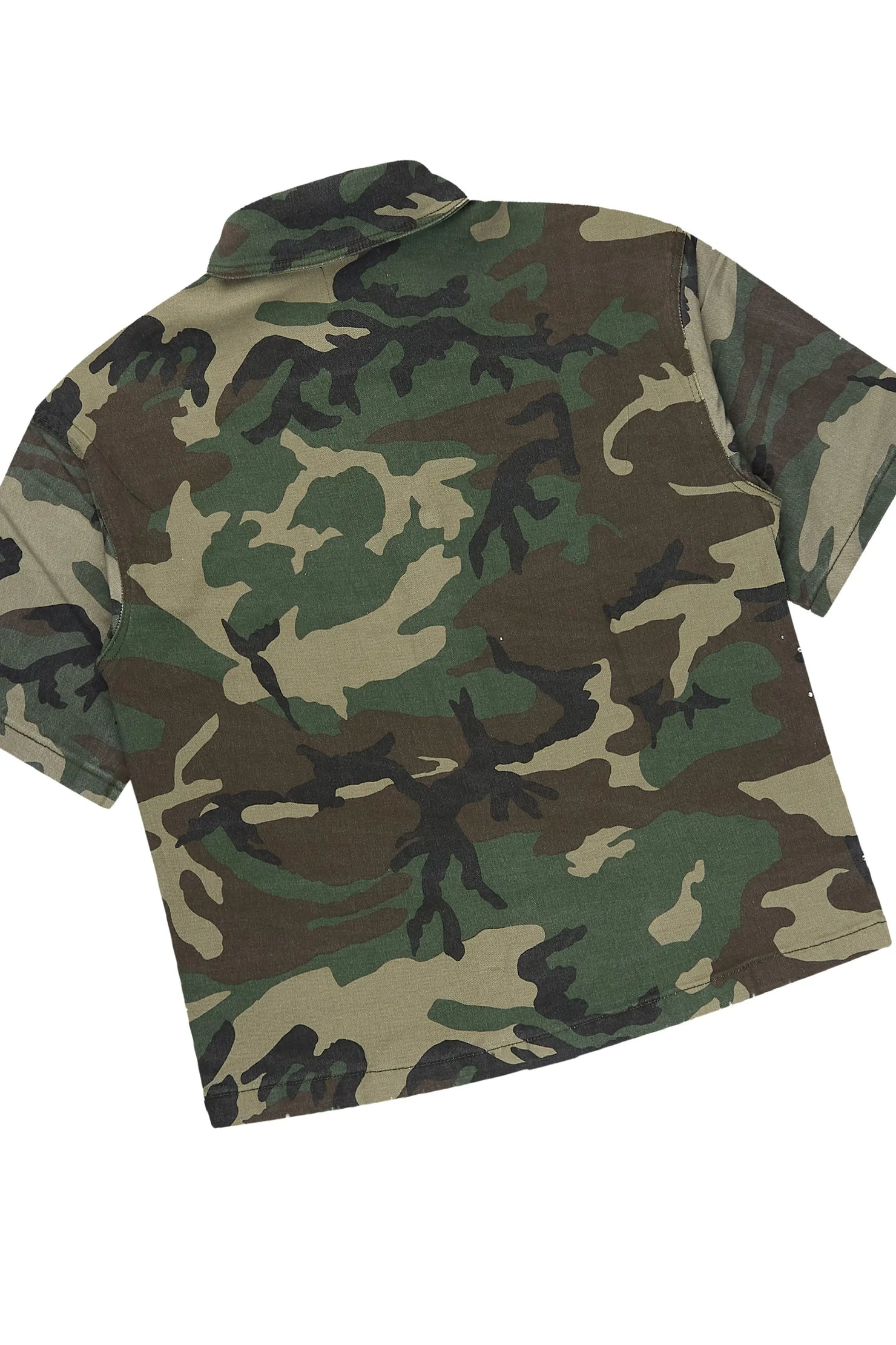 Clemente Camo Rhinestone Button Down Shirt Jort Set