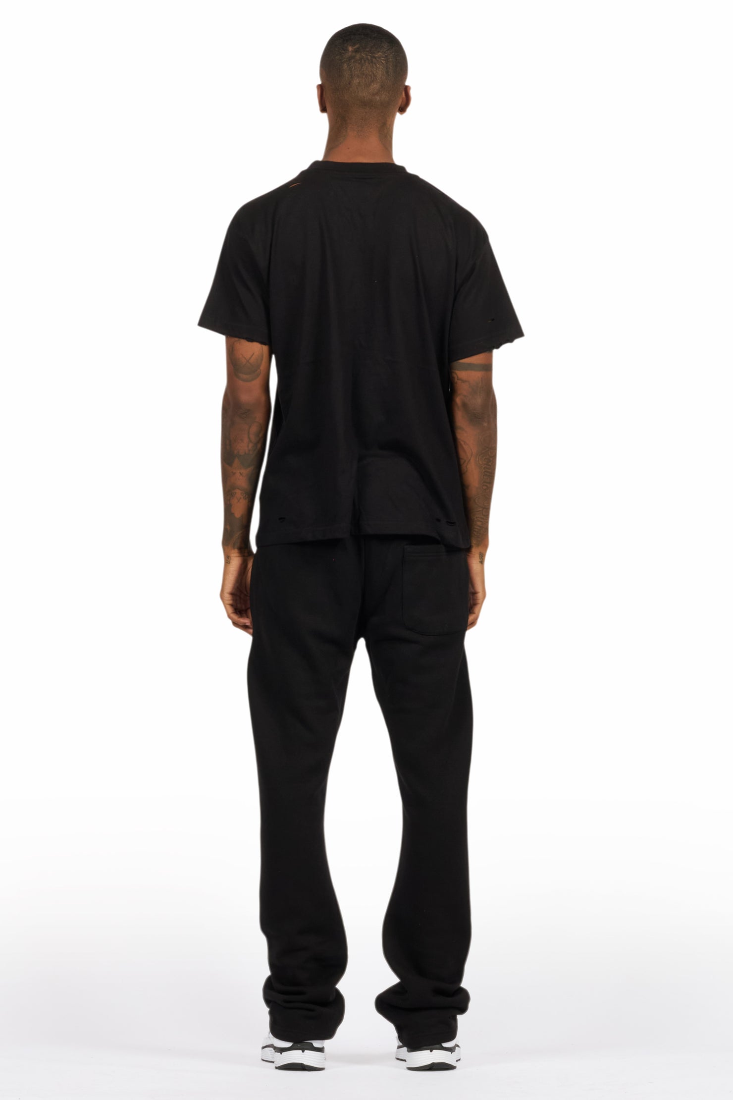 Lake Black/White Oversized T-Shirt/Stacked Track Pant Set