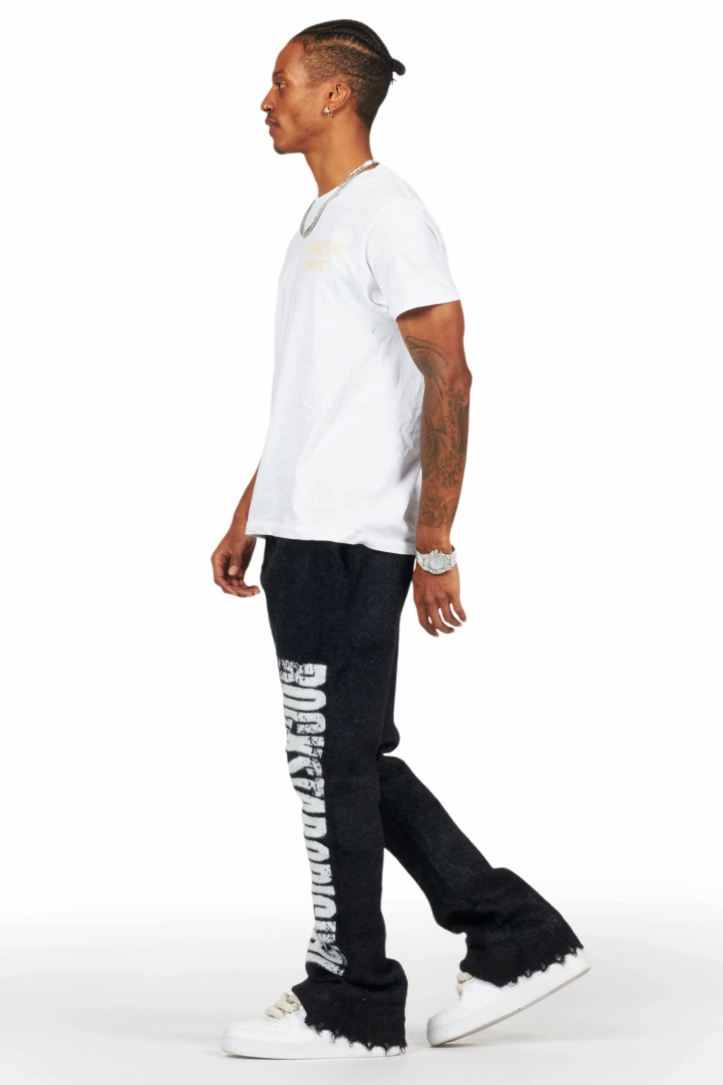 Keve Black Knitted Mohair Flare Sweat Pant