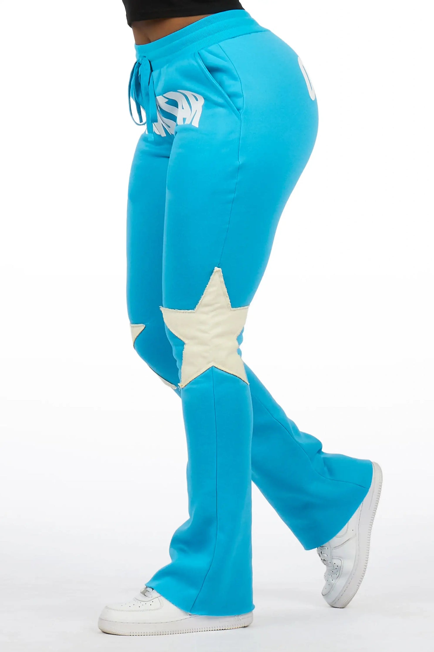 Shanelle Blue Patched Stacked Track Pant