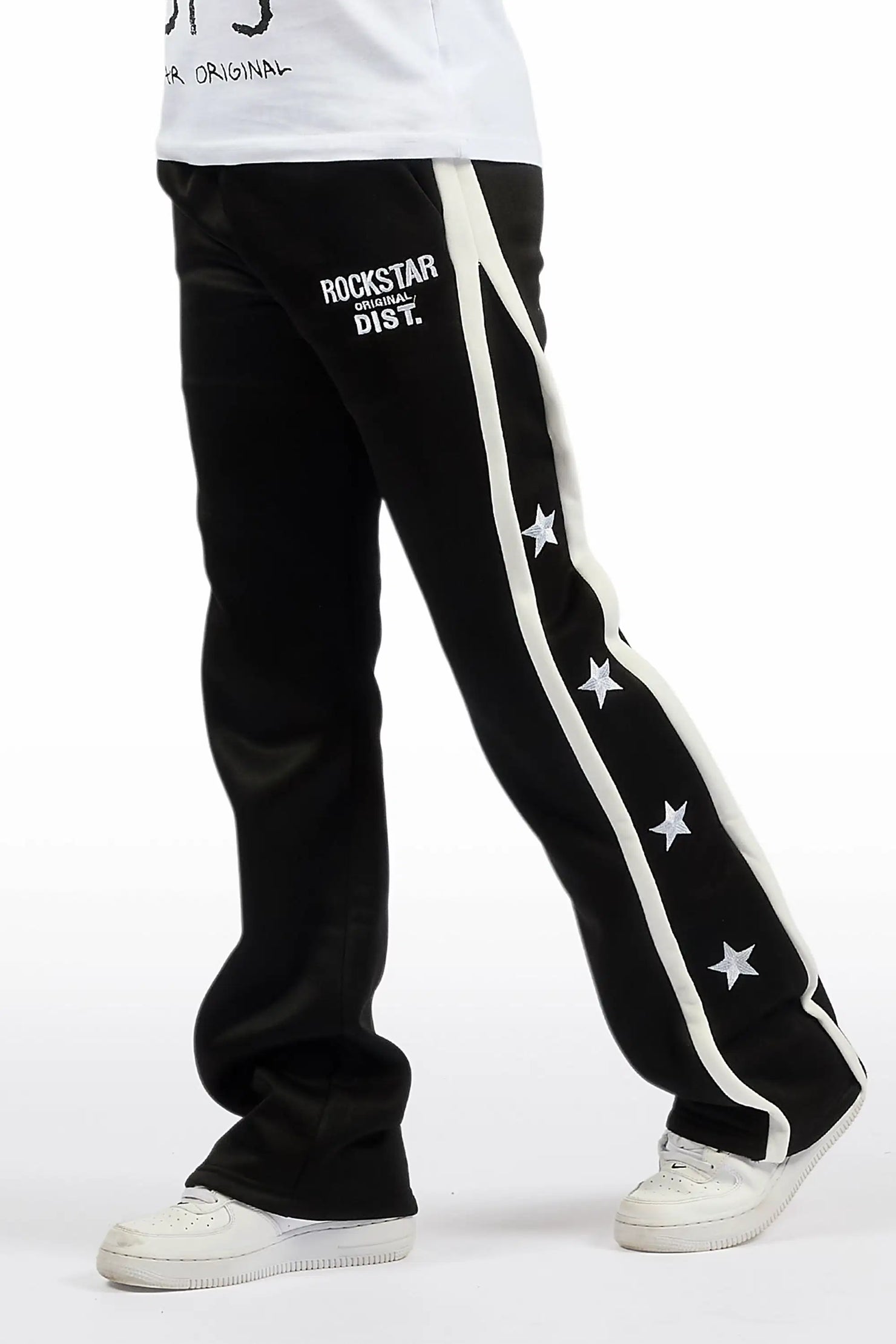 Boys Arkady Black Stacked Flare Track Pant