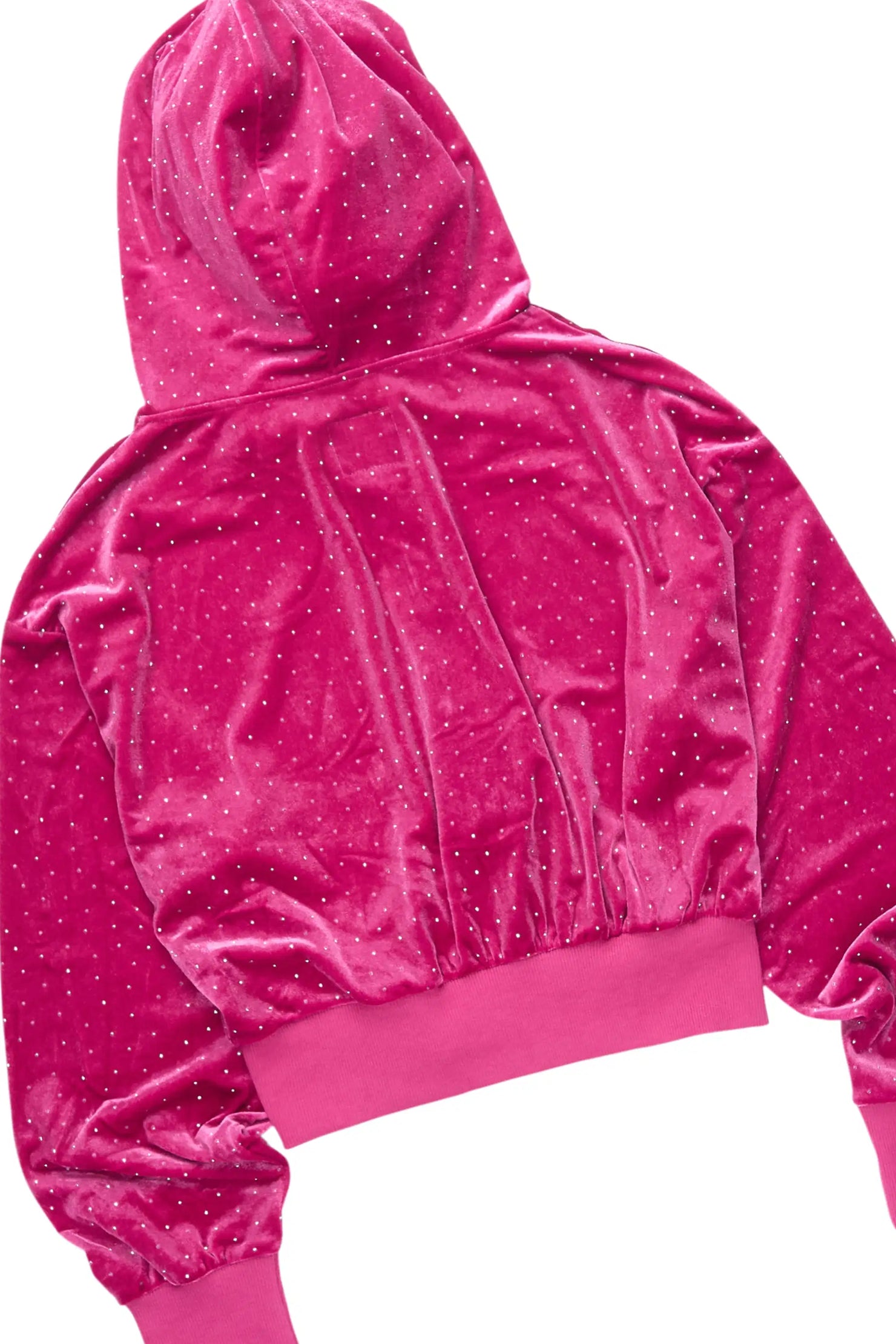 Naimah Pink Rhinestone Velour Skirt Set