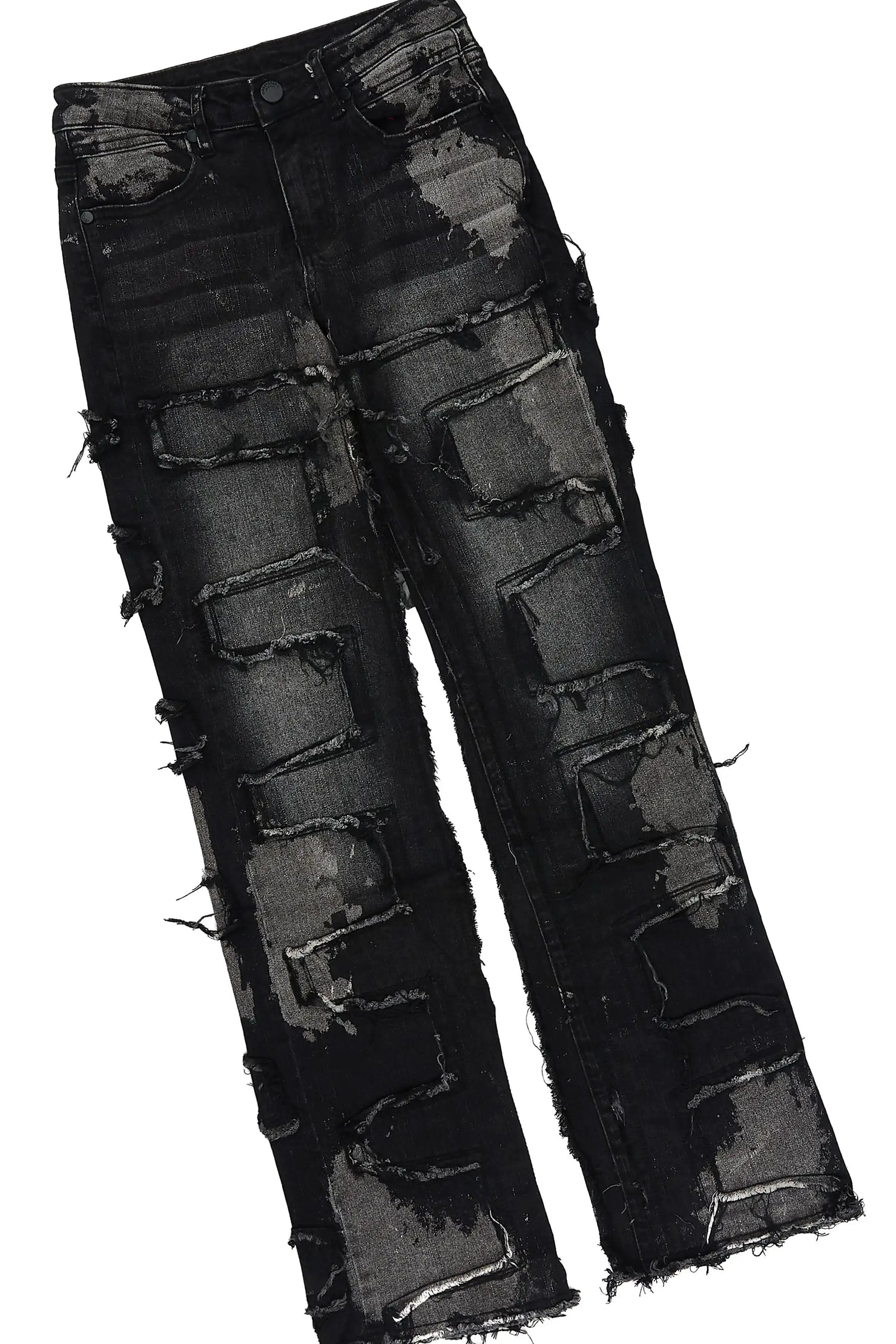 Boys Mars Black Long Sleeve T-Shirt Stacked Jean Set