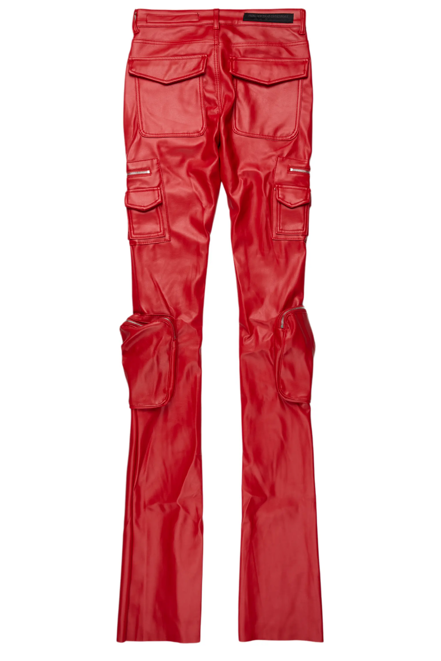 Sutton Red PU Super Stacked Flare Jean