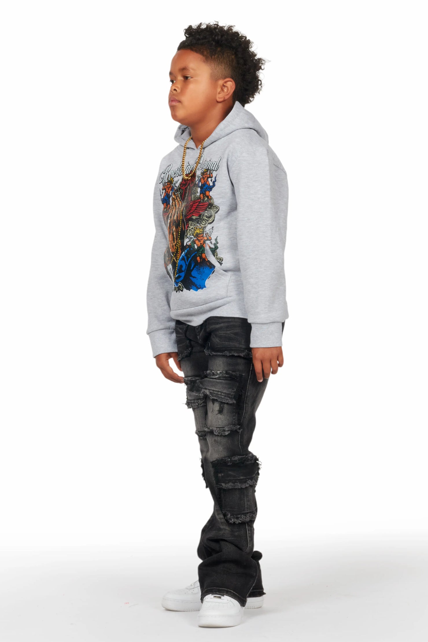 Boys Tyrell Dark Grey Skinny Fit Cargo Jean