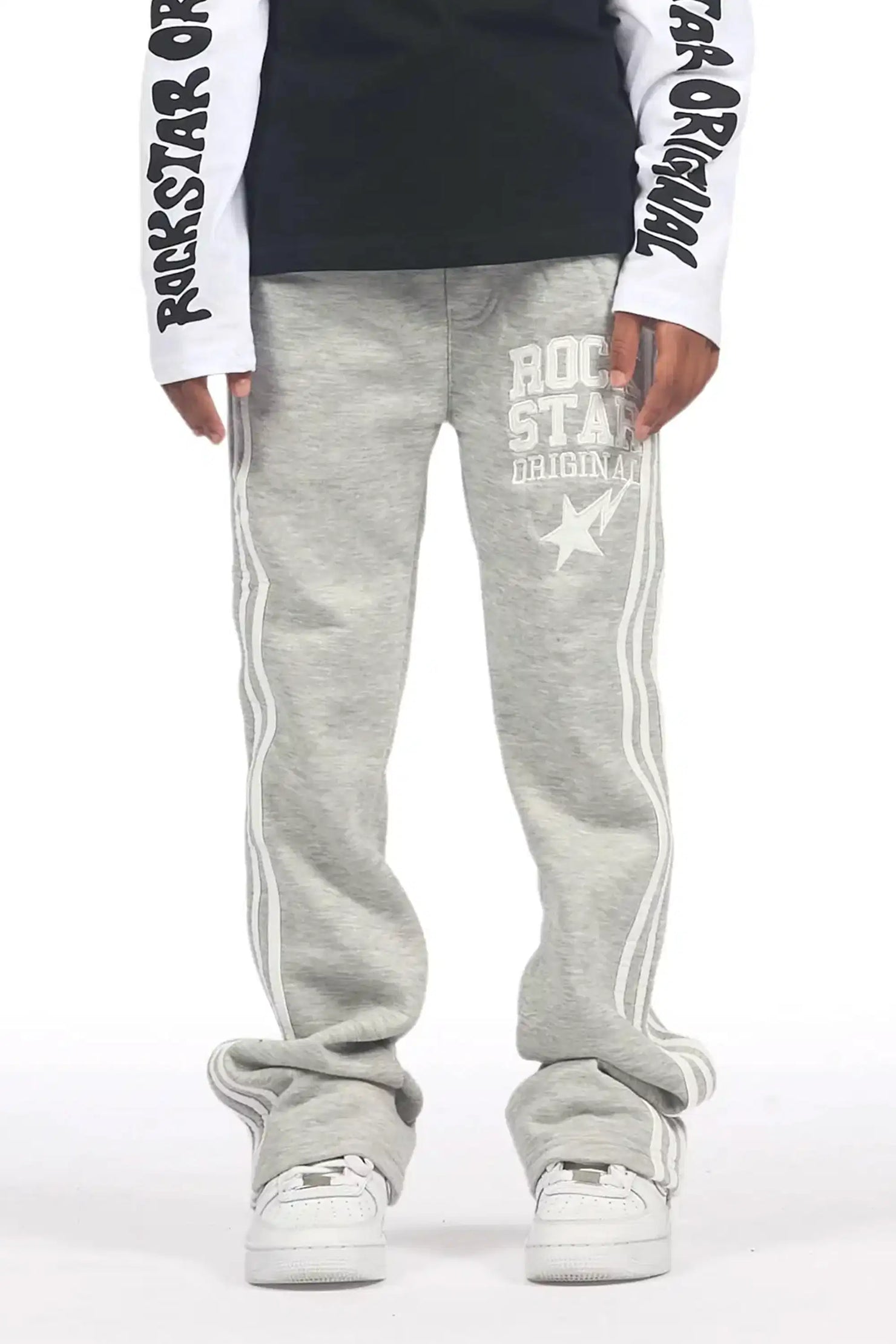 Girls Gerrit Grey Stacked Baggy Track Pant