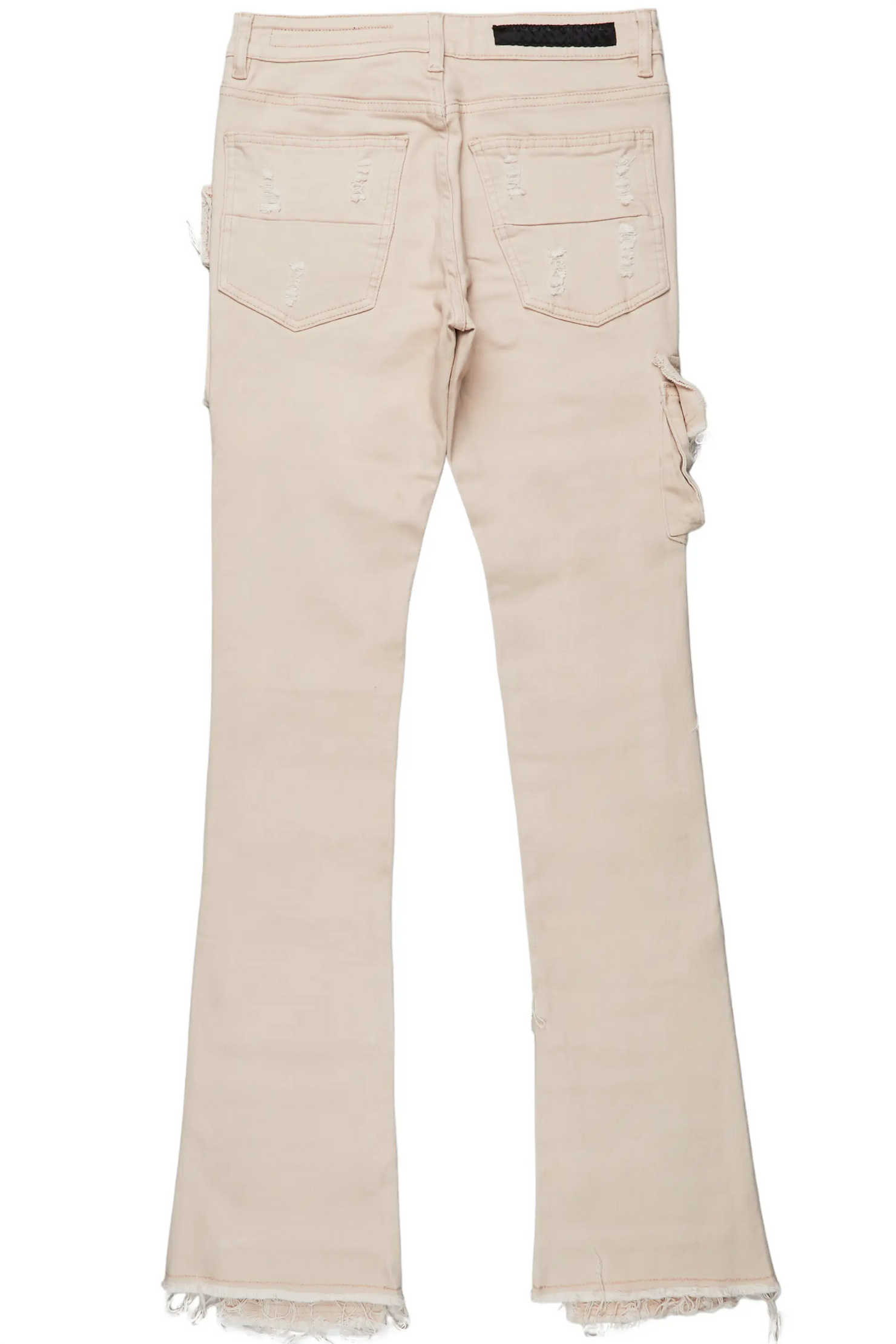 Zander Beige Stacked Flare Cargo Jean