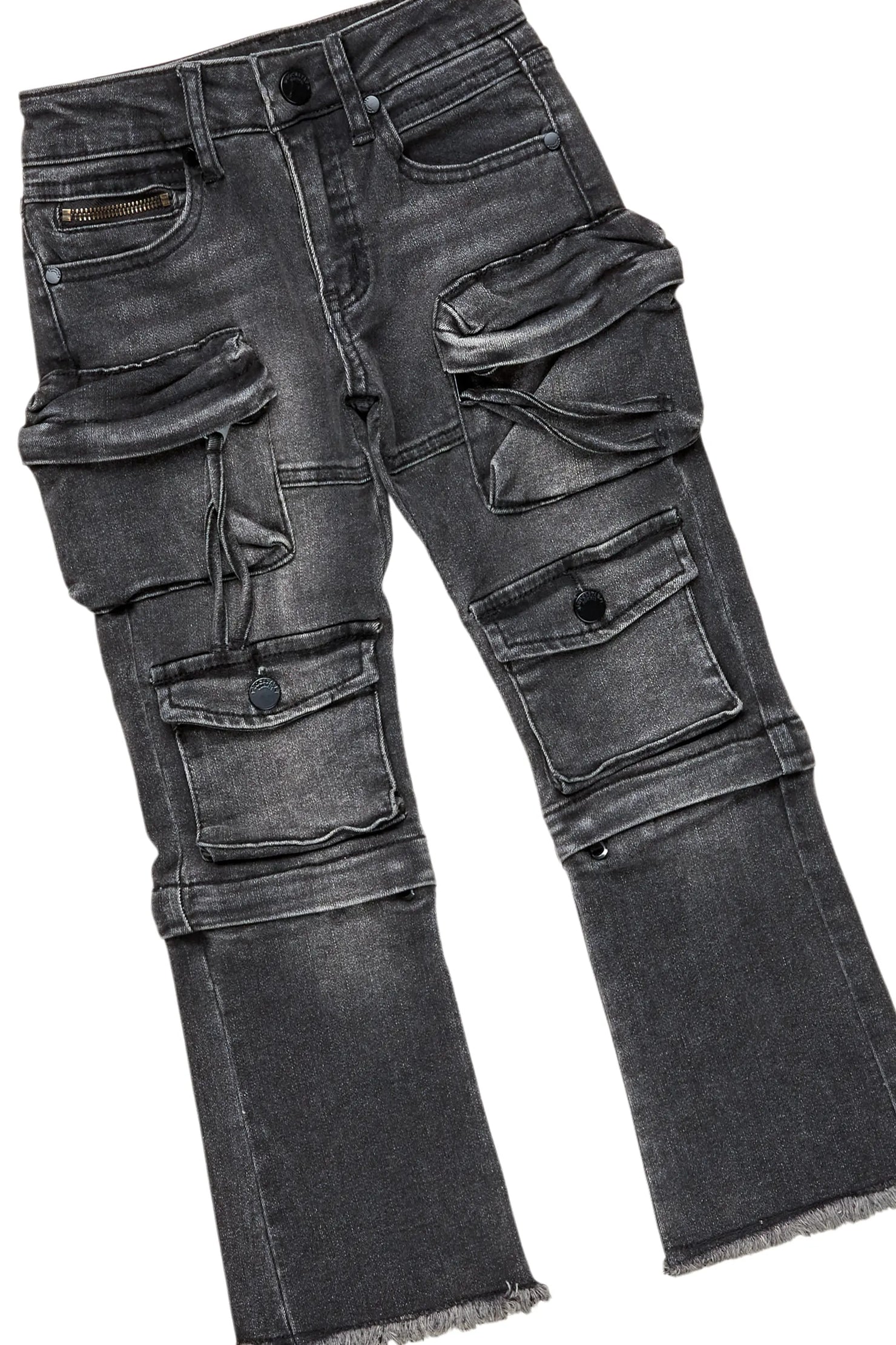 Boys University Black Hoodie/Stacked Flare Jean Set