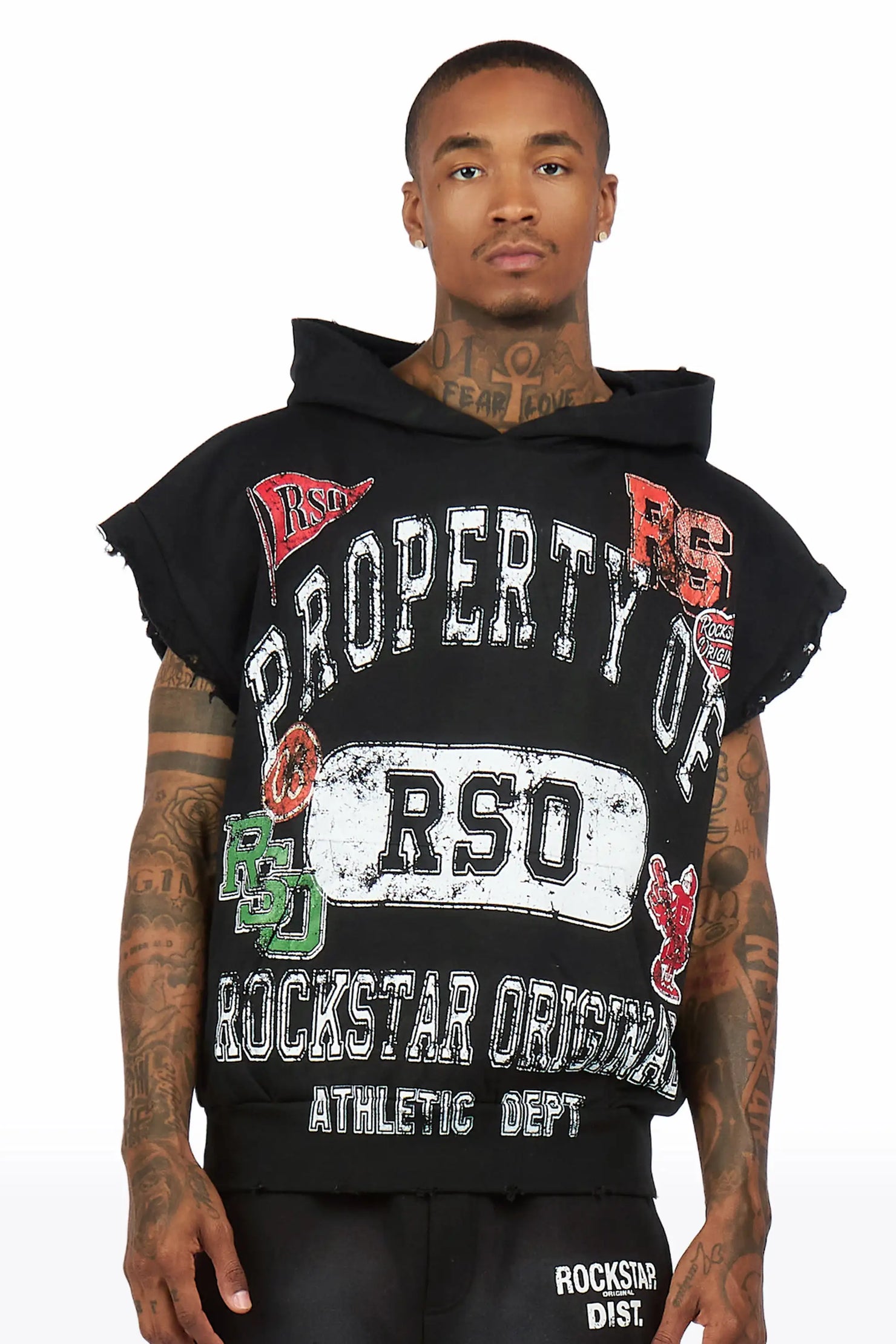 Syrix Black/Multi Cut Sleeve Hoodie