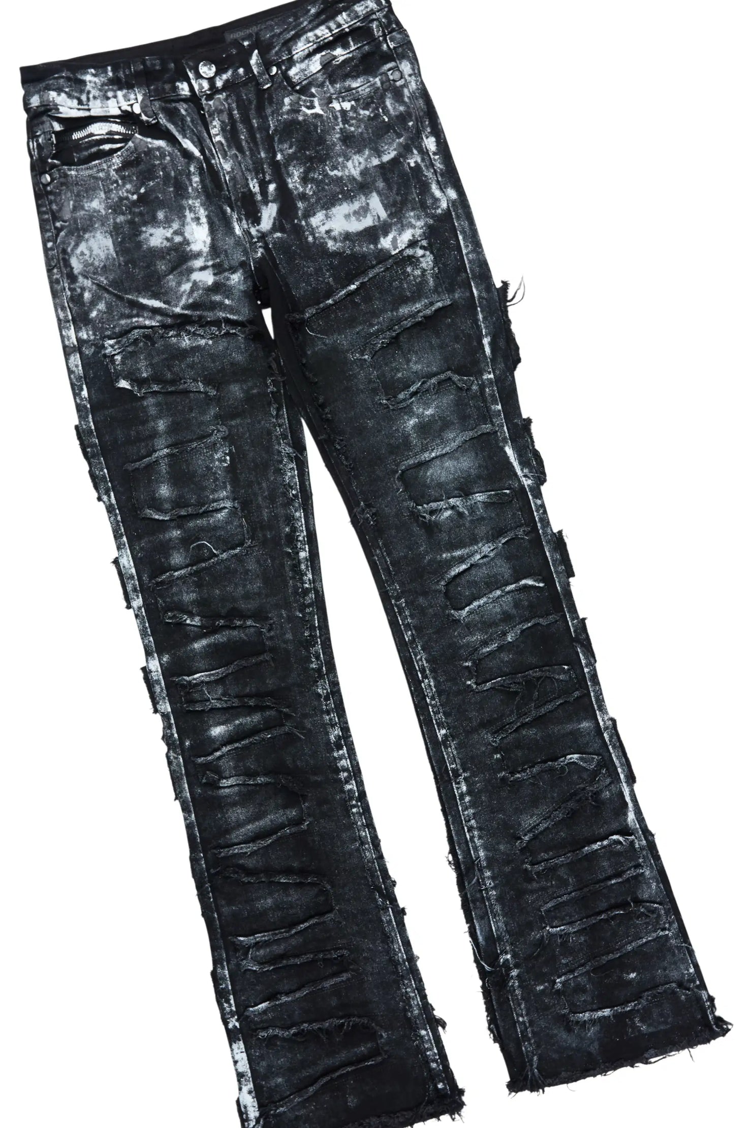Amos Black/Black Hoodie/Stacked Flare Jean Set