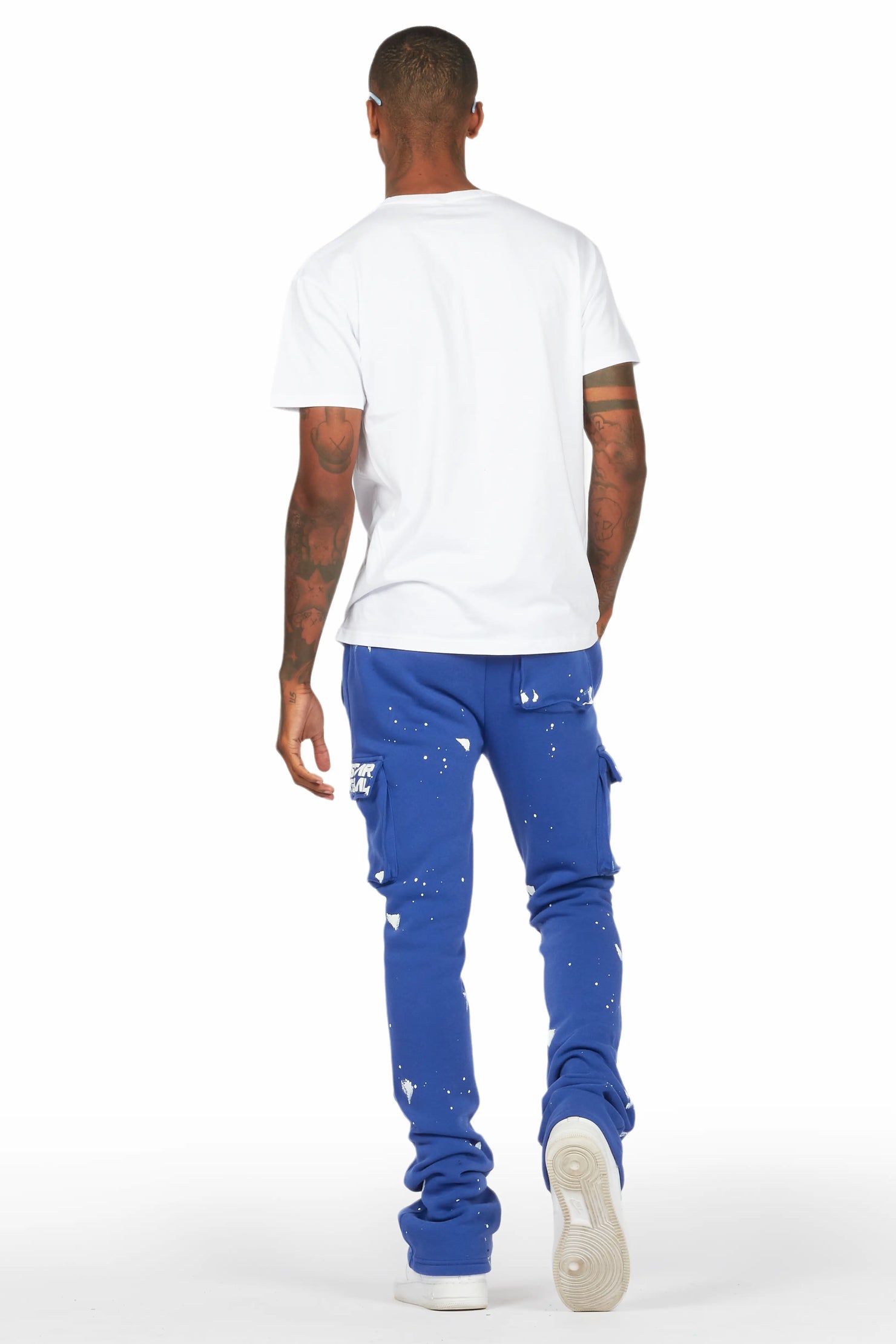 Mallor White/Royal T-Shirt/Cargo Stacked Track Set
