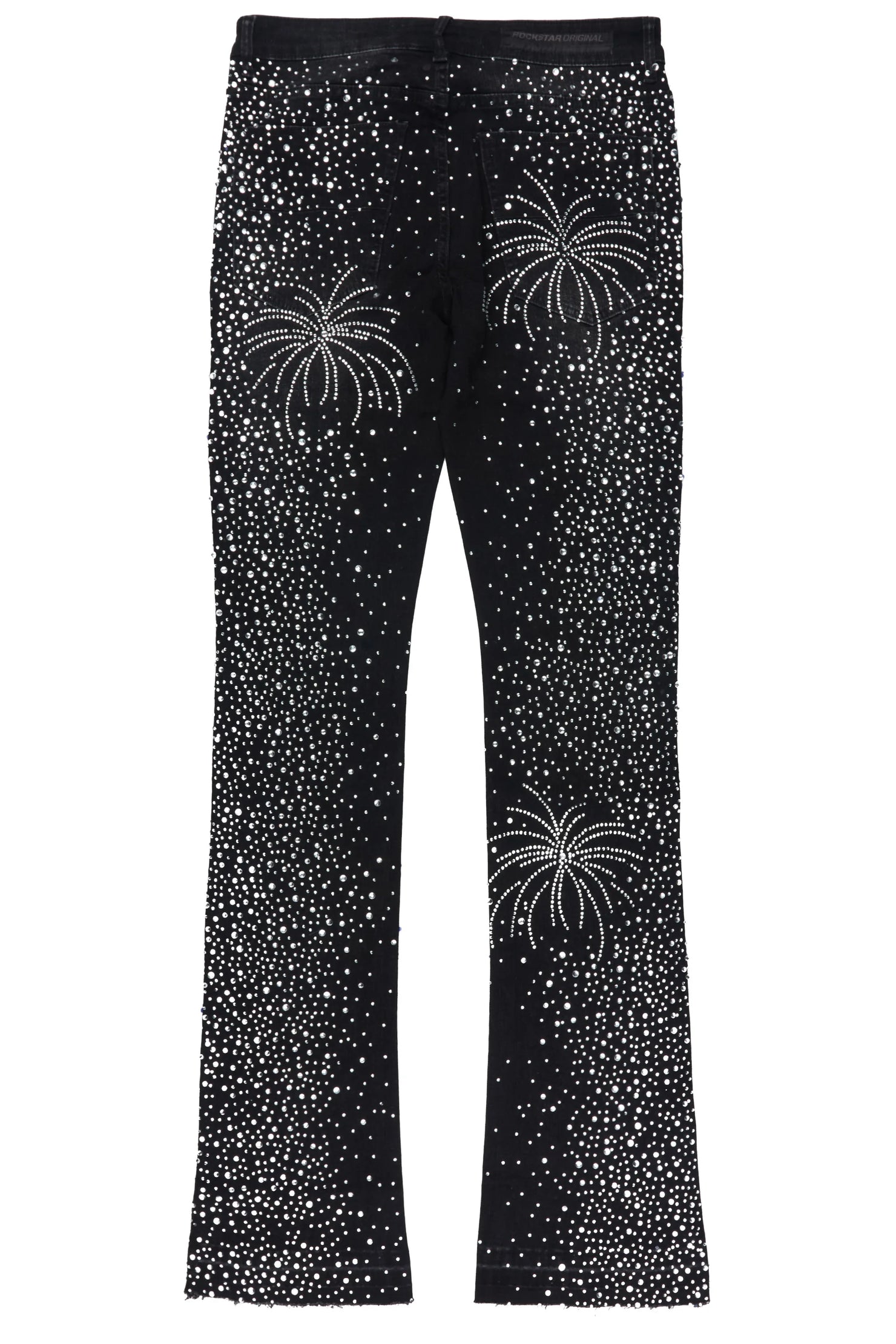 Raiden Dark Grey Rhinestone Stacked Fit Jean