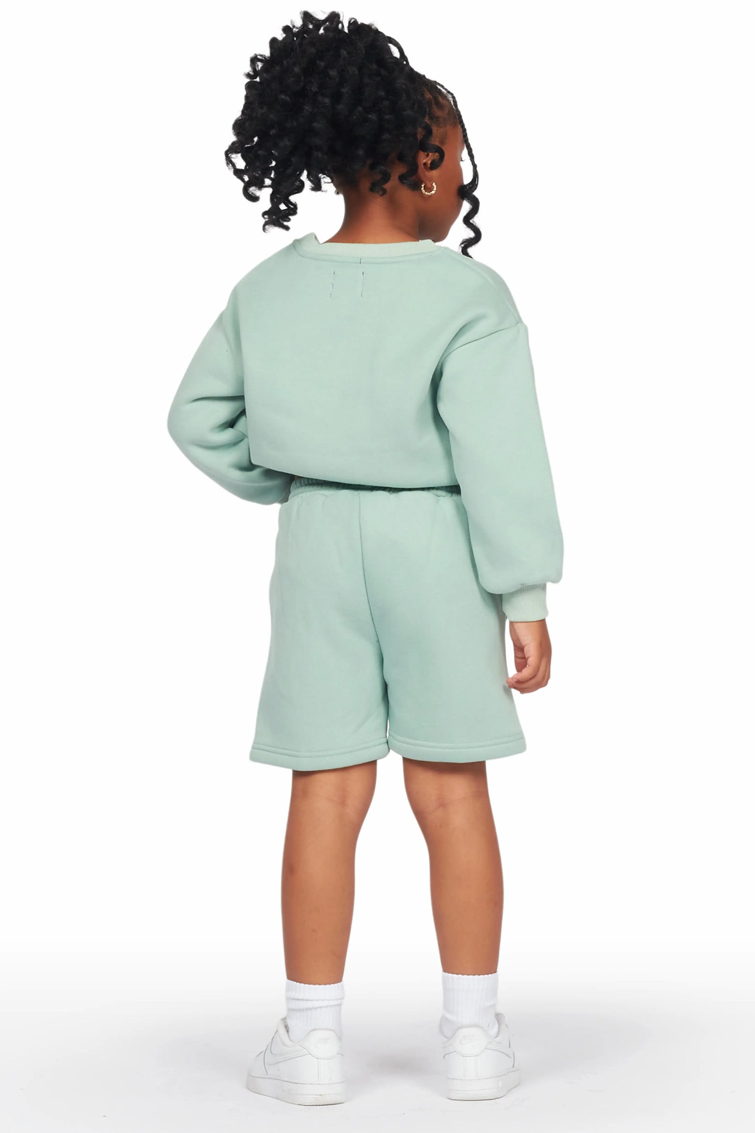 Girls Beena Sage Crop Top Short Set