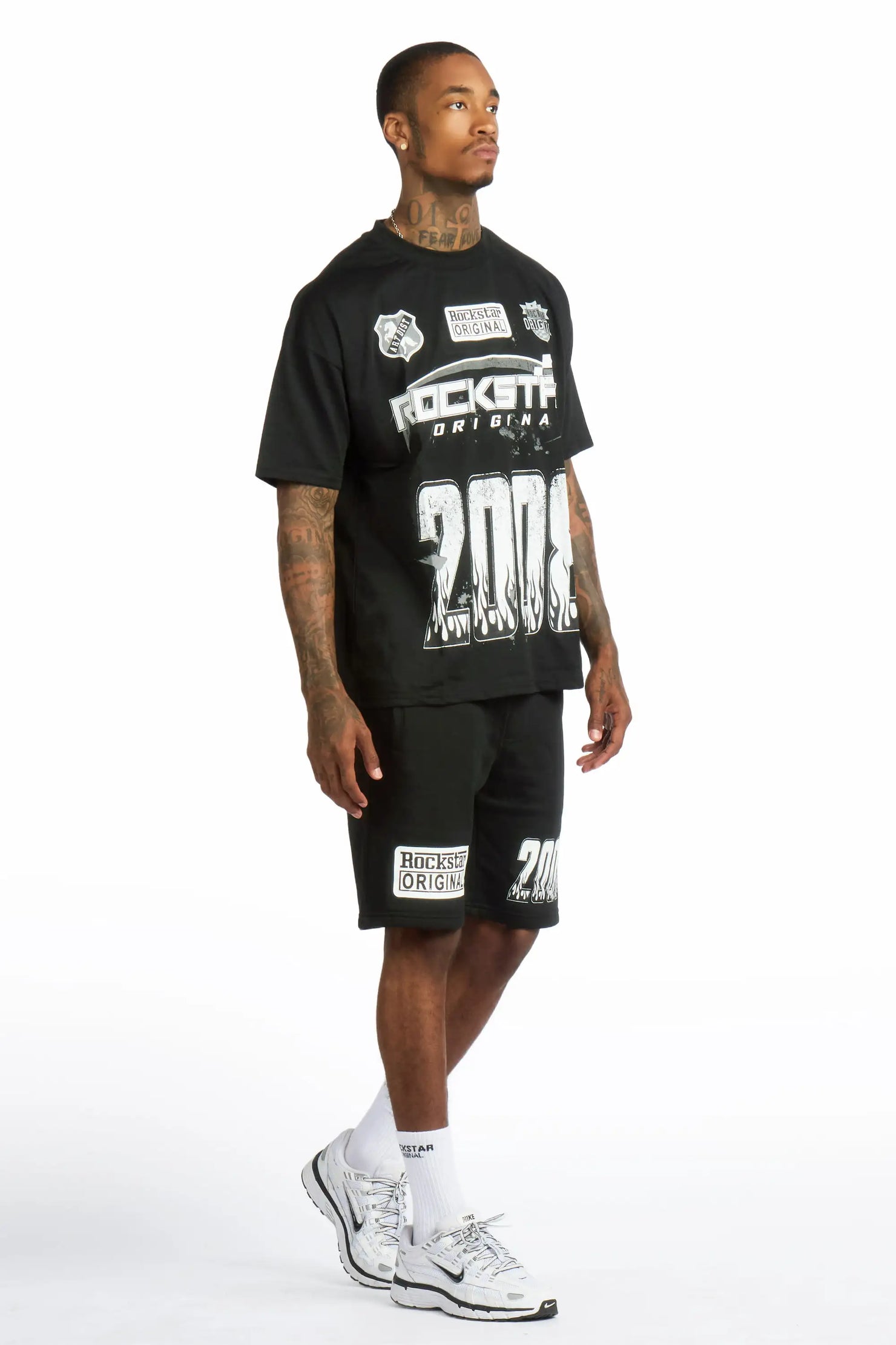 Amos Black/White Graphic T-Shirt Short Set