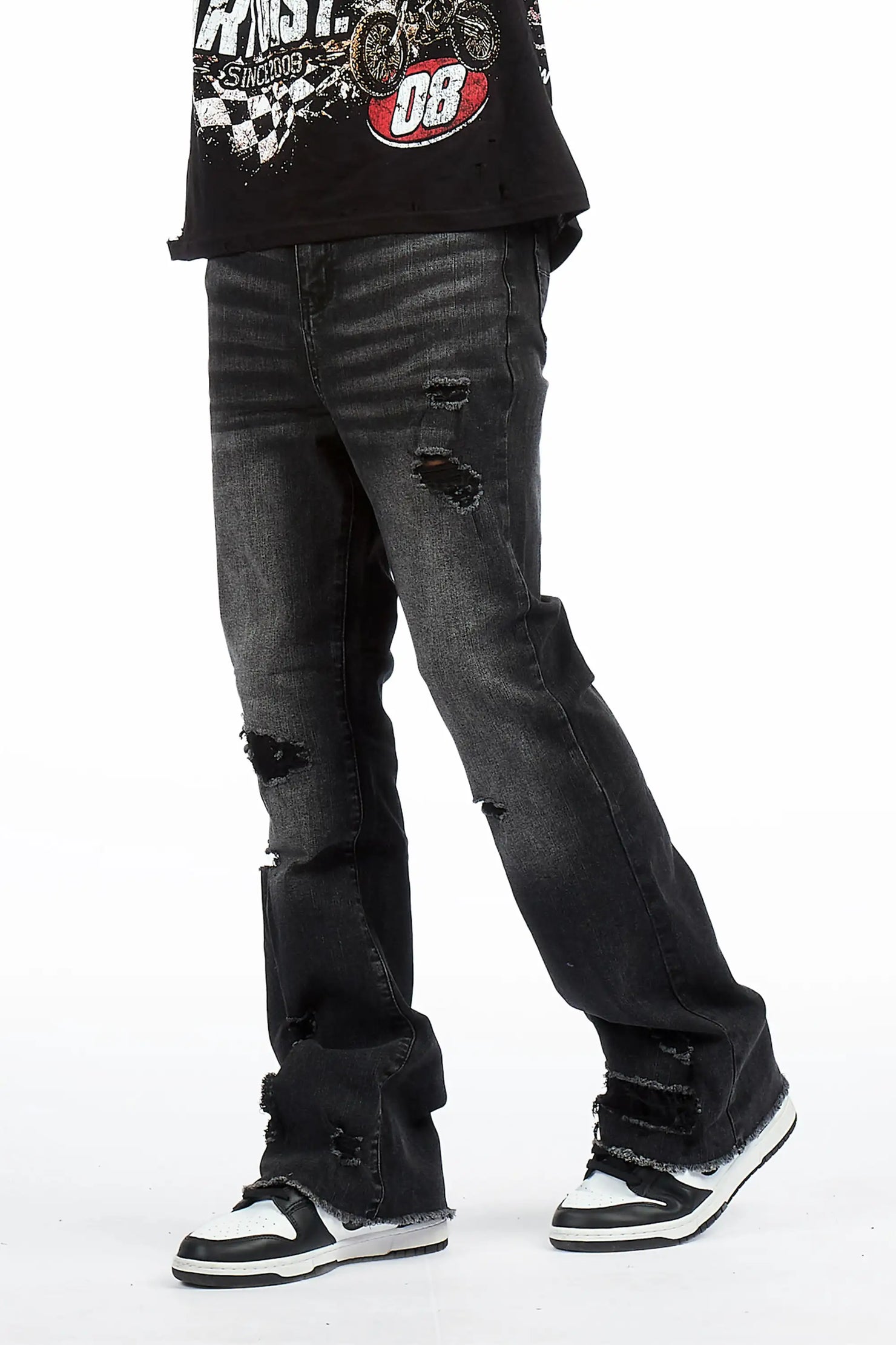 Brisbo Black Relaxed Stacked Flare Jean