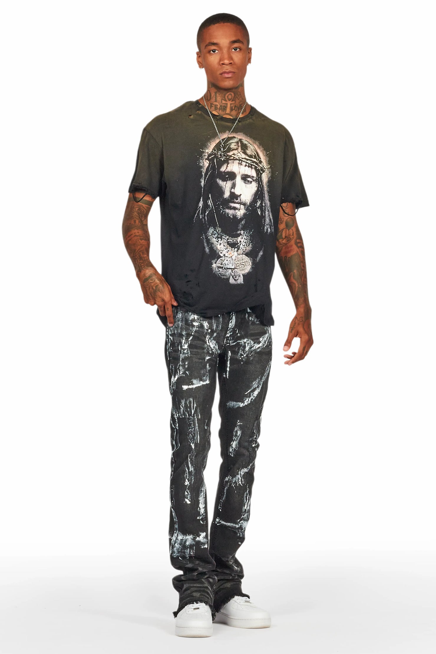 Macias Black Graphic Oversized T-Shirt