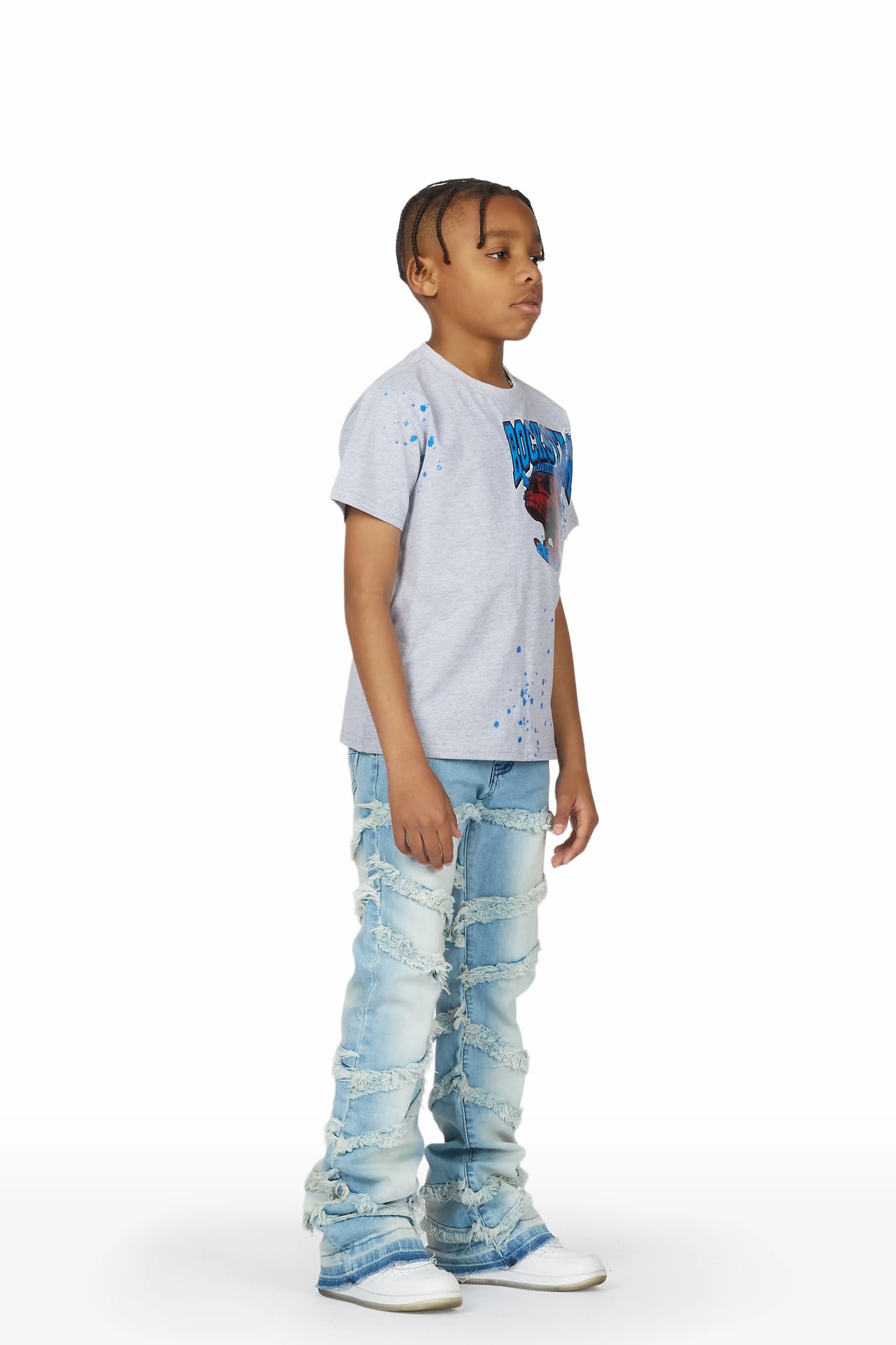 Boys Norbert Blue Stacked Flare Jean