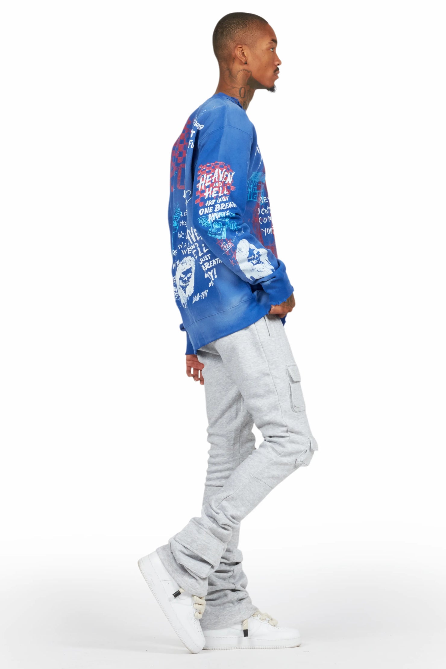 Connor Grey Stacked Flare Track Pant