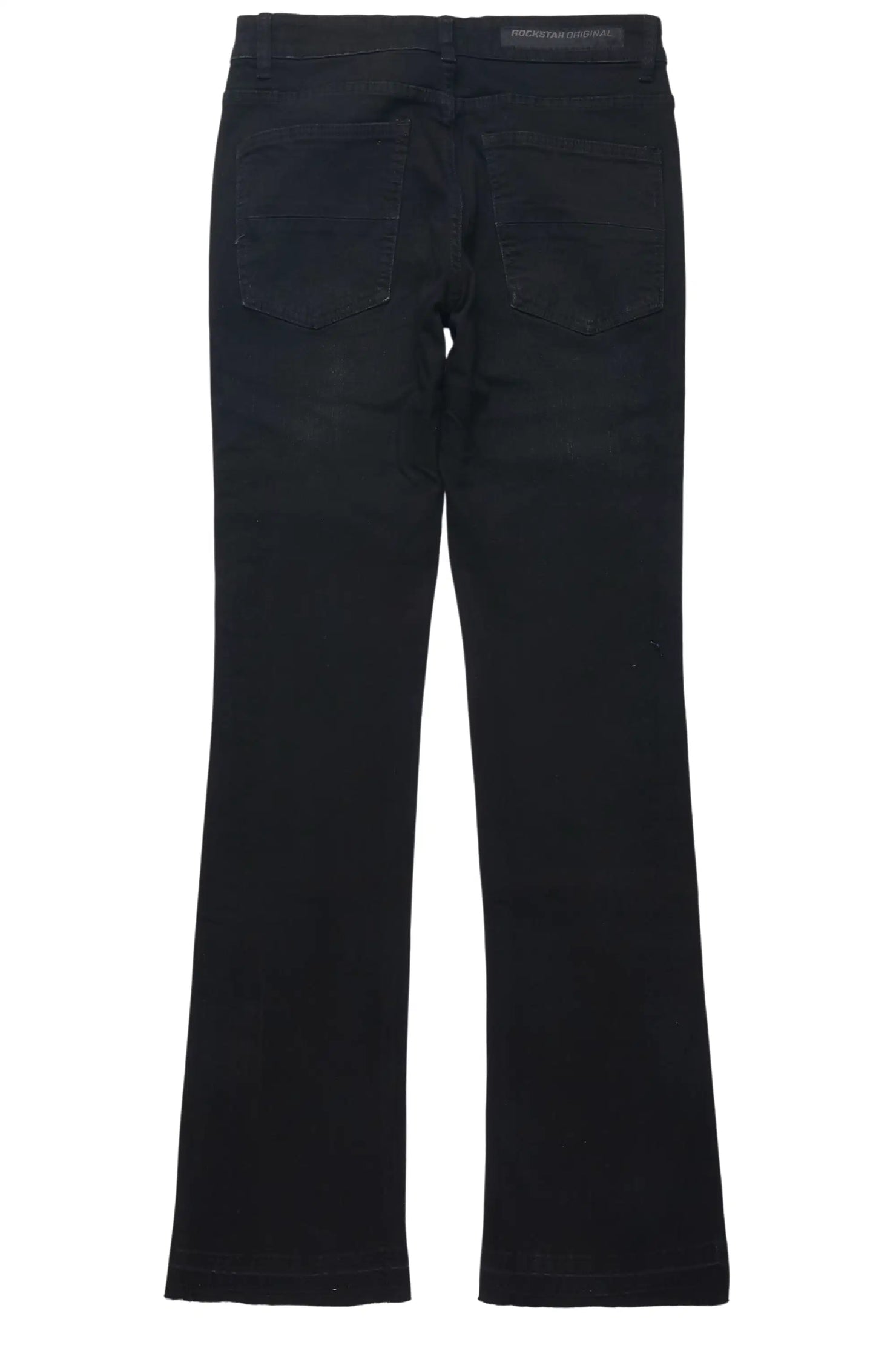 Ozi Rhinestone Dark Grey Stacked Flare Jean