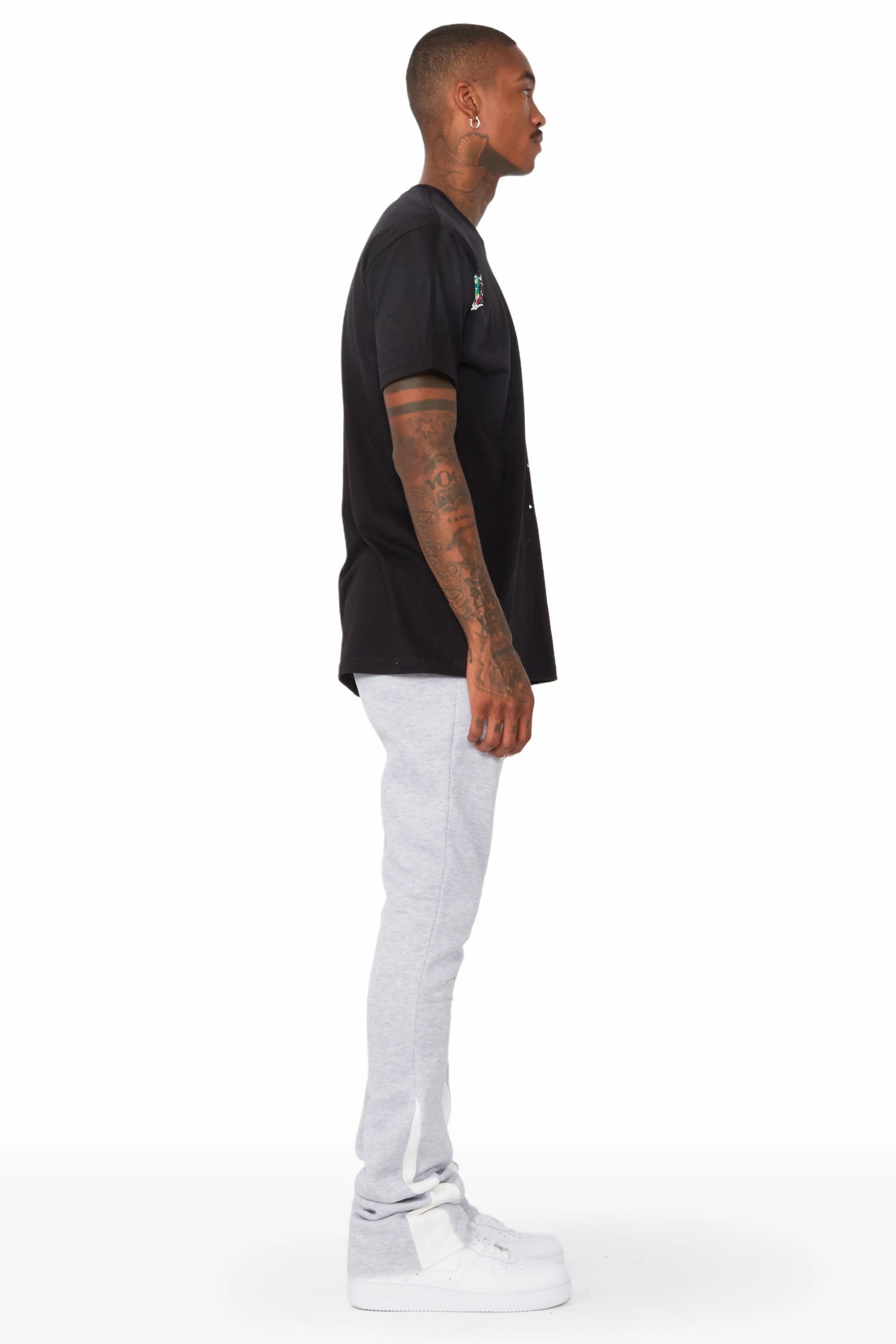 Everest Heather Grey Stacked Flare Track Pant