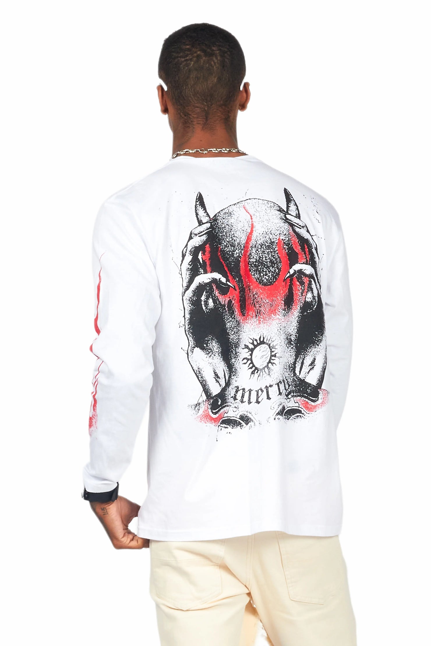 Mercy White Long Sleeve Graphic T-Shirt