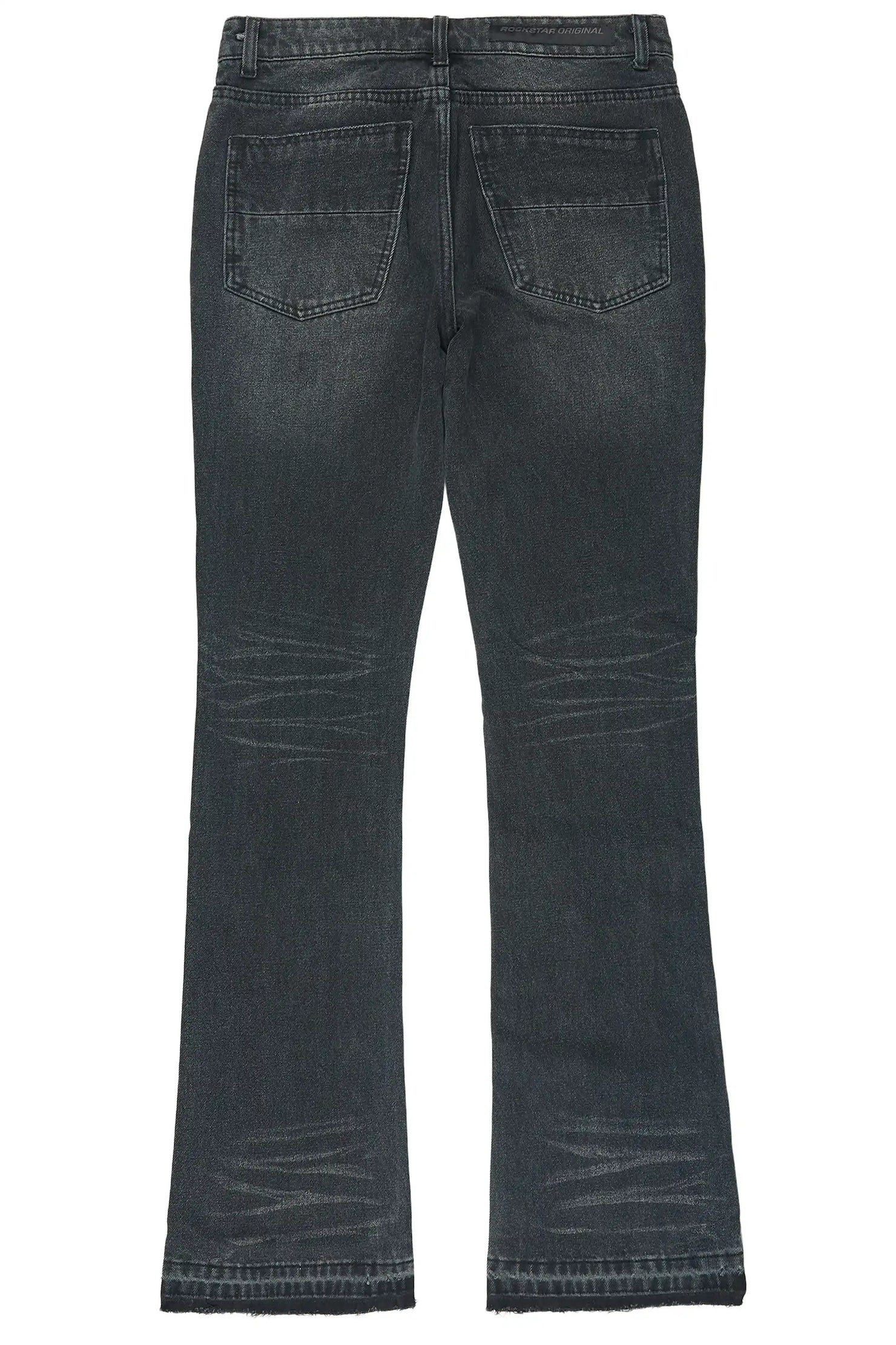 Folor Dark Grey Stacked Flare Jean