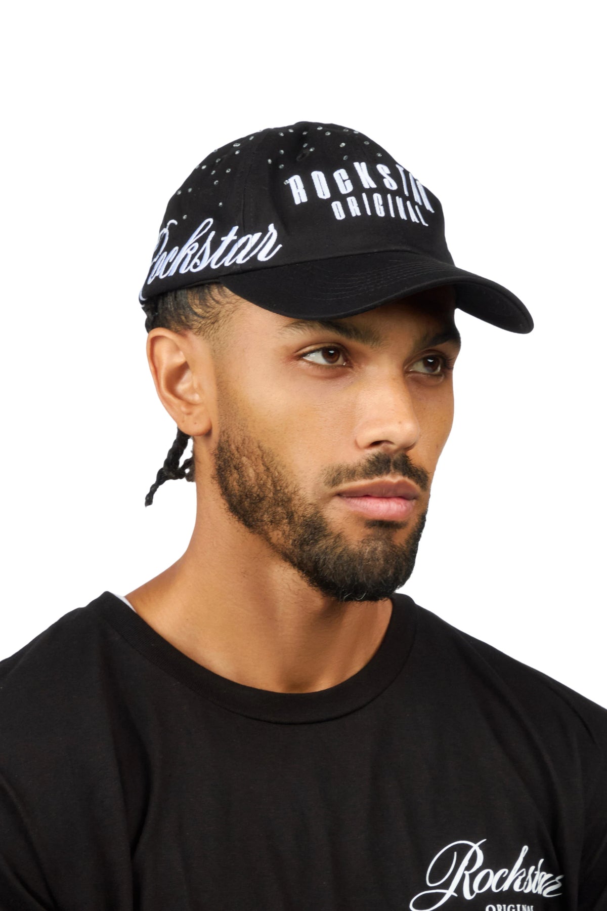 Estana Black Rhinestone Trucker Hat