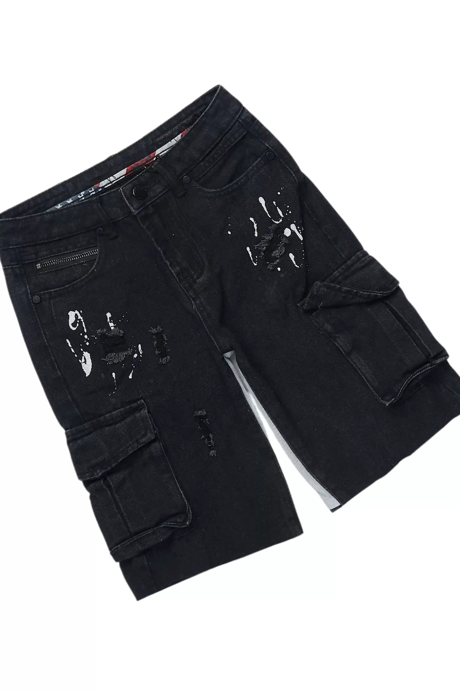 Boys Ezra Black/Red T-Shirt/Denim Short Set