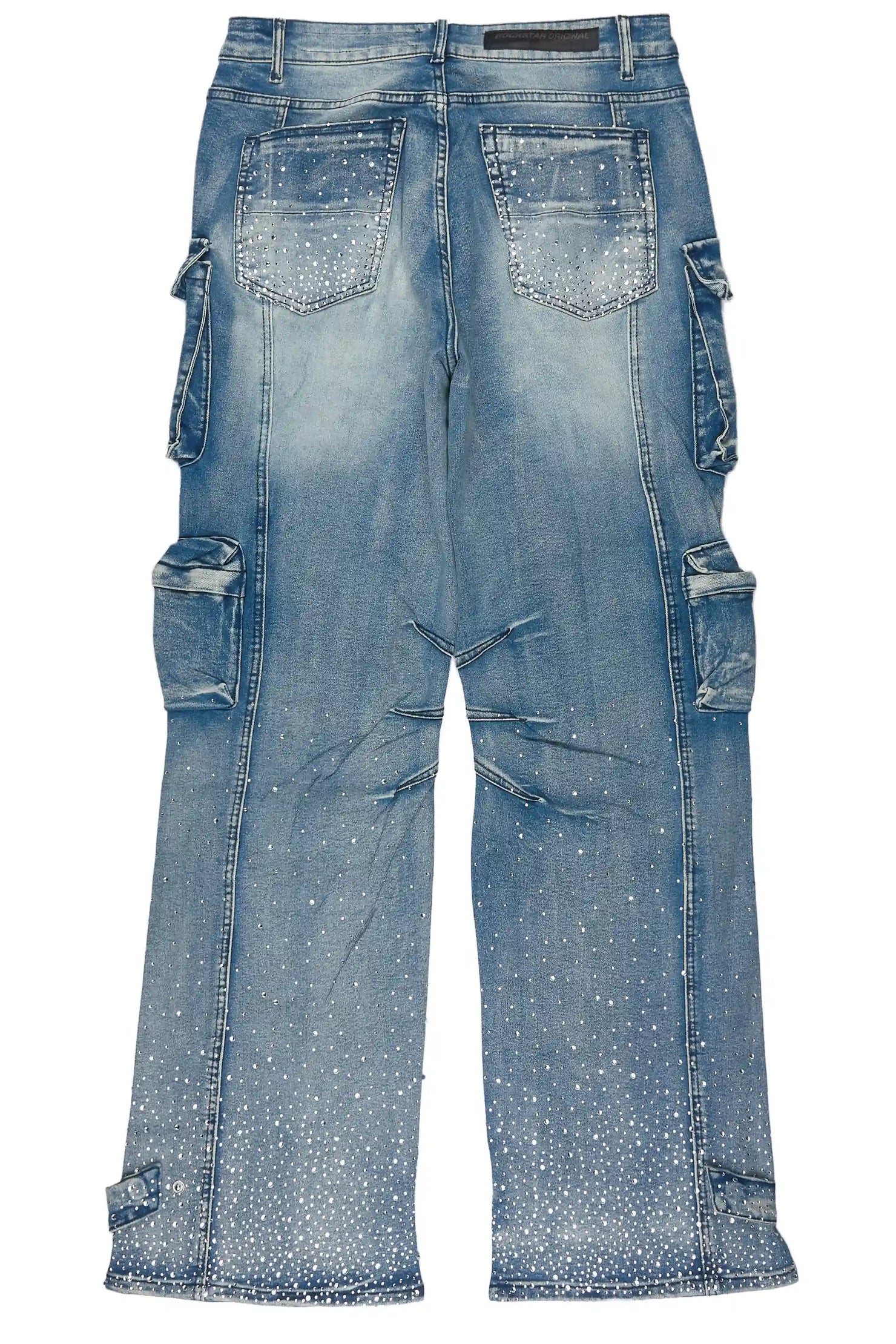 Keoni Light Blue Rhinestone Baggy Fit Jean