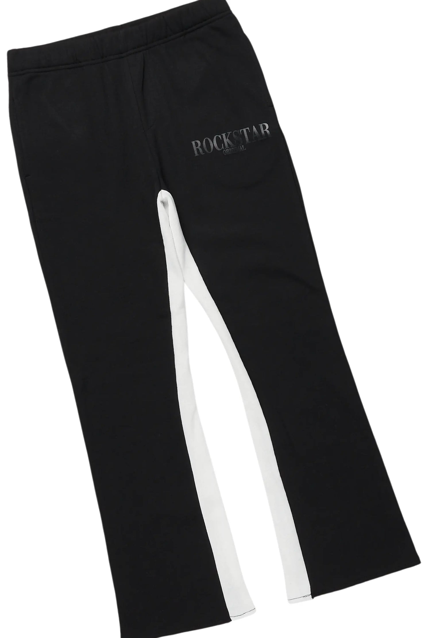 Boys Amina Black T-Shirt/Stacked Baggy Flare Pant Set