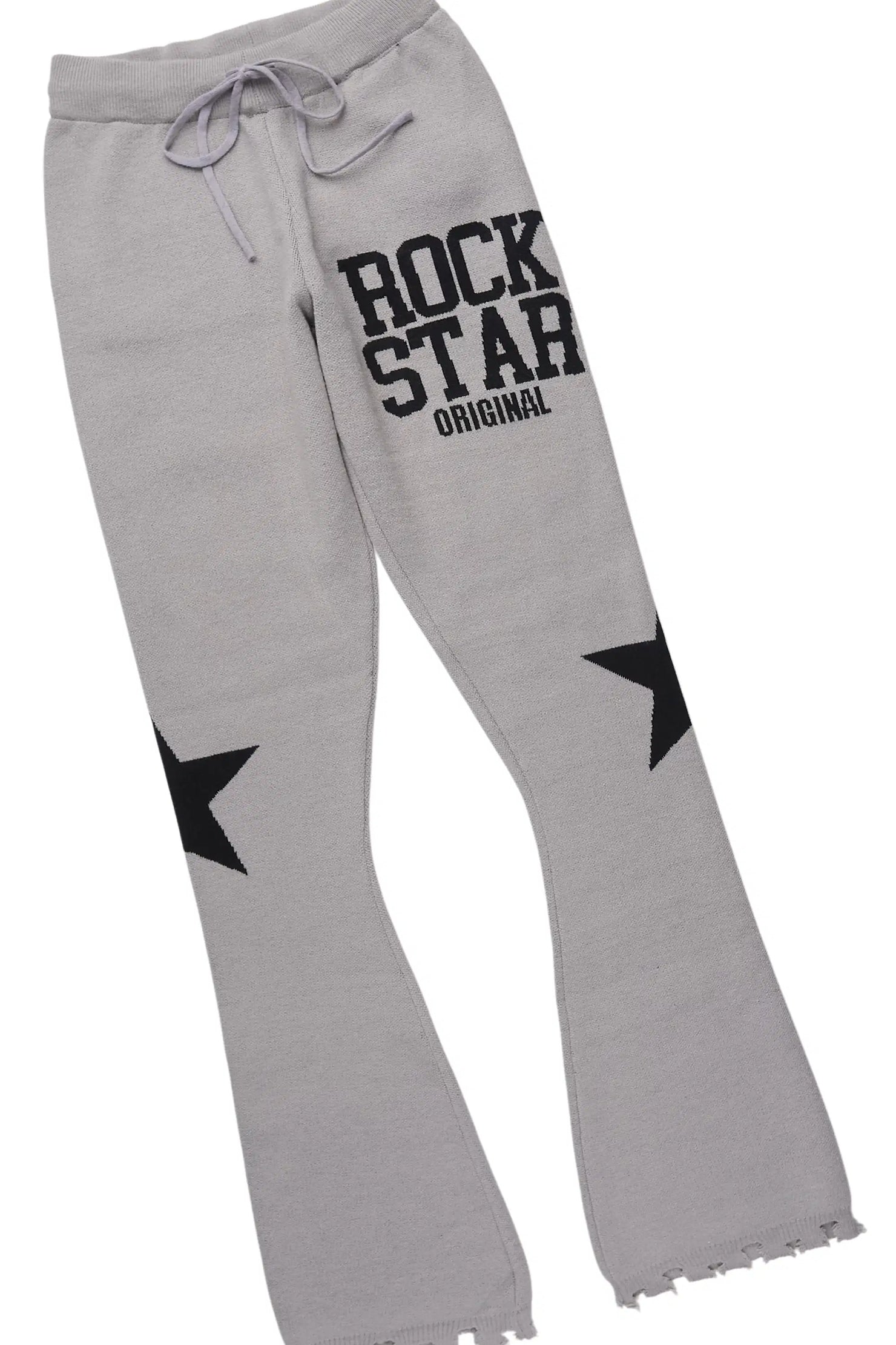 Outlaw Grey Hoodie Stacked Flare Knitted Set