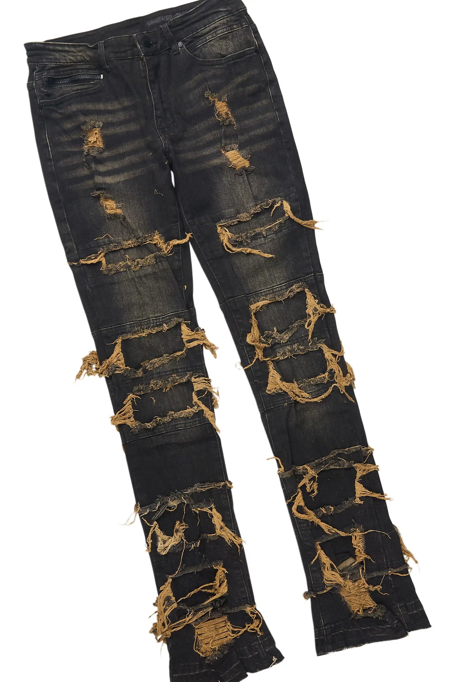 Palmer Black Relaxed Hoodie & Vasco Tint Grey Stacked Flare Jean Set