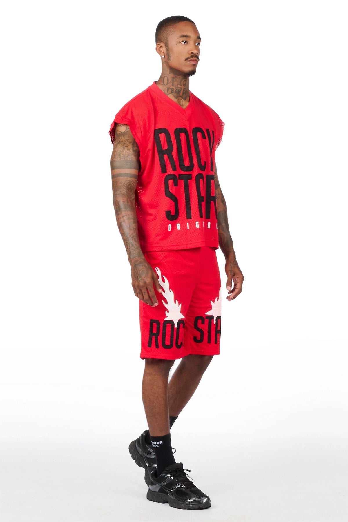 Climi Red Cut Sleeve T-Shirt/Short Set