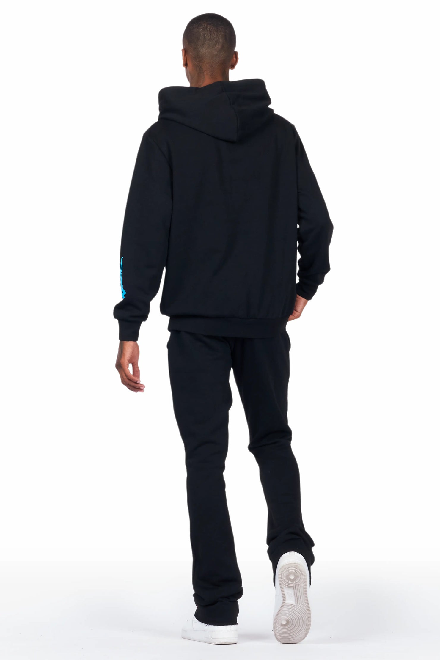 Draven Black Hoodie/Stacked Flare Track Pant Set