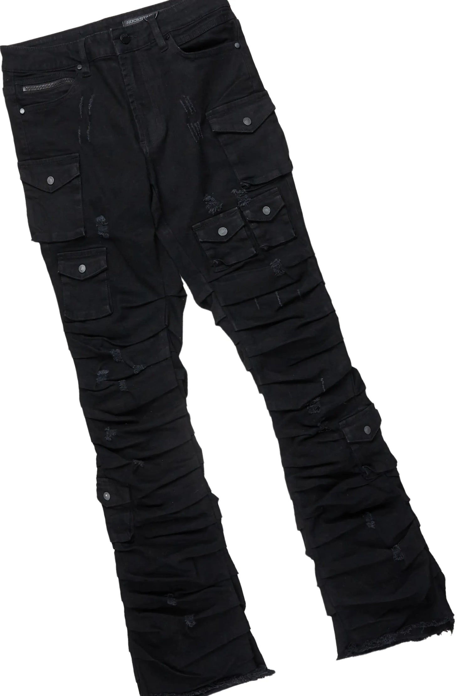 Basic Trio Black Stacked Flare Jean Set