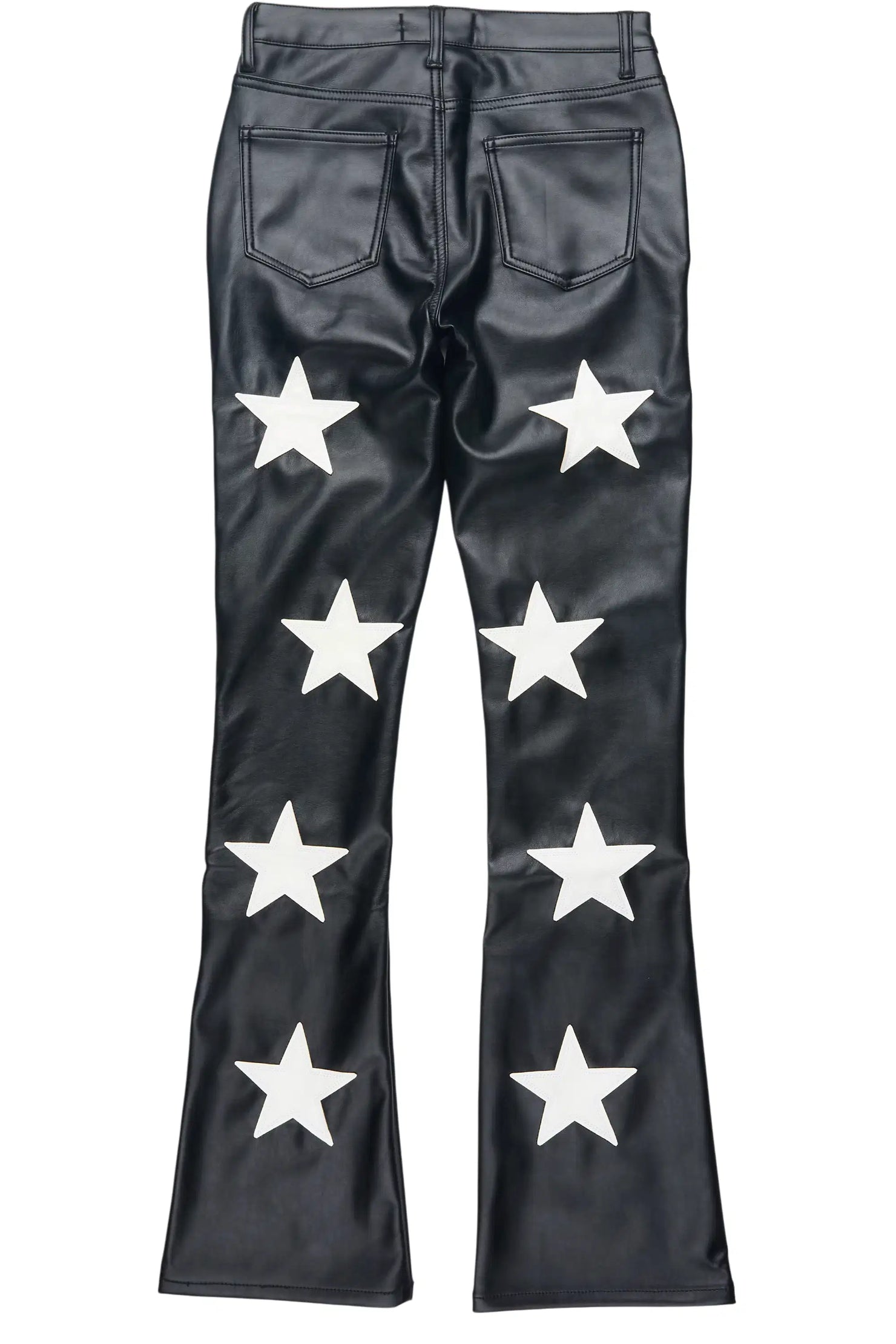 Takera Black PU Stacked Flare Pant