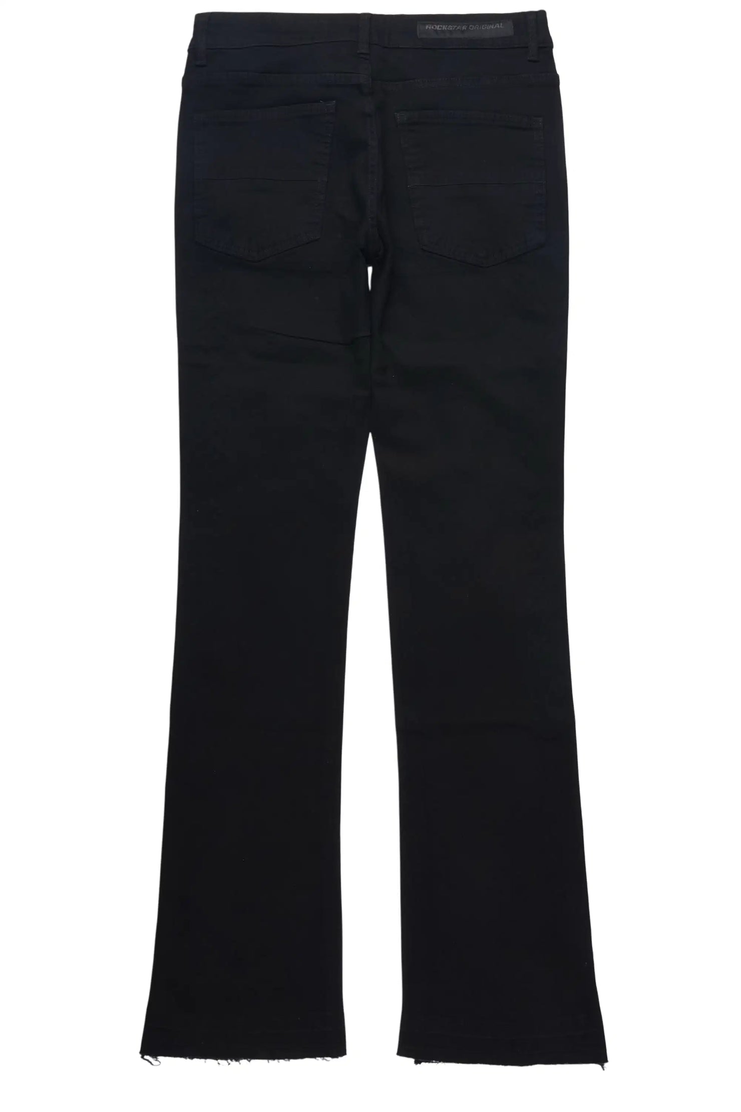 Ozi Rhinestone Black Stacked Flare Jean