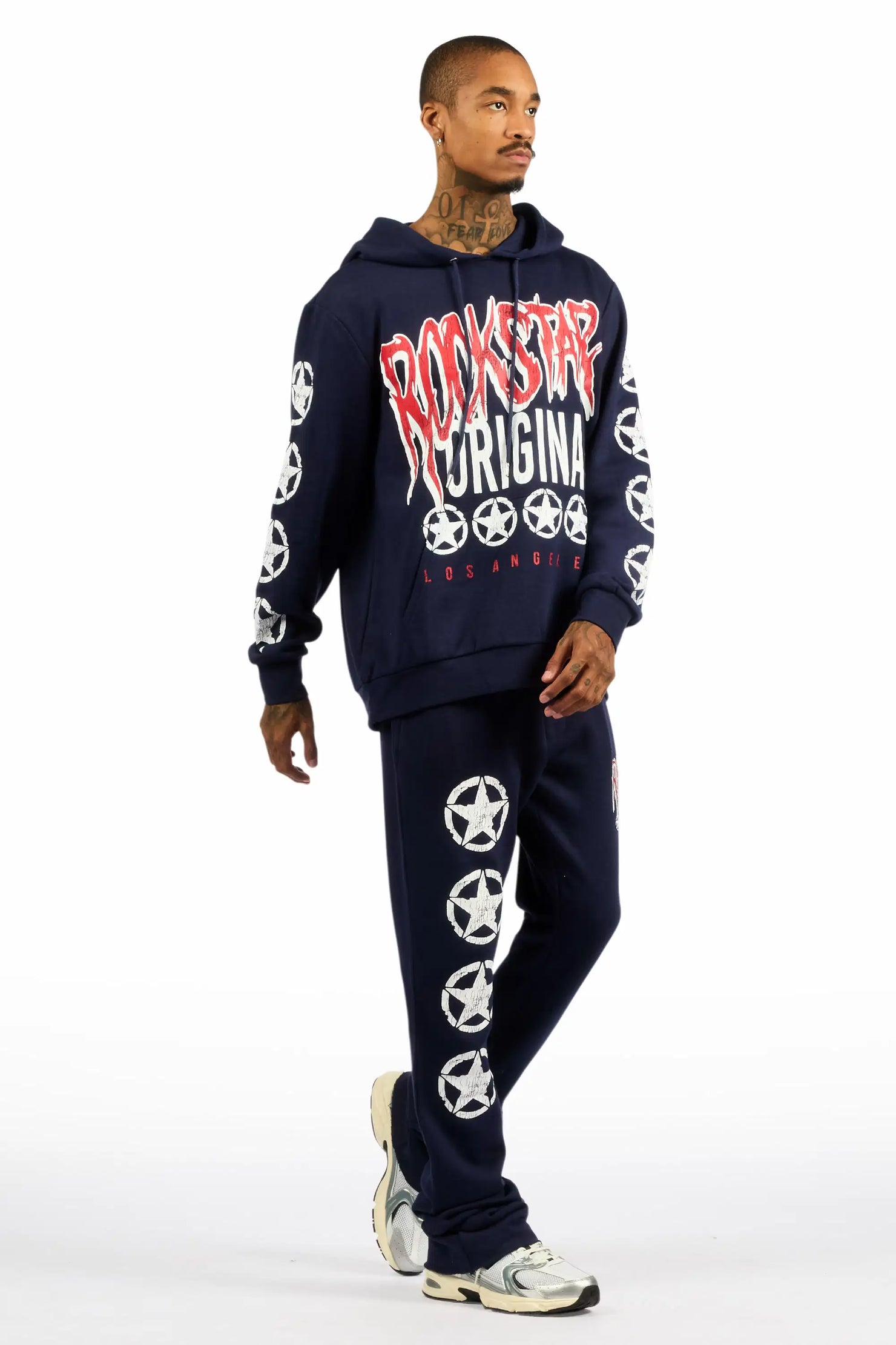 Wizzurd Navy/Red Hoodie Stacked Track Set