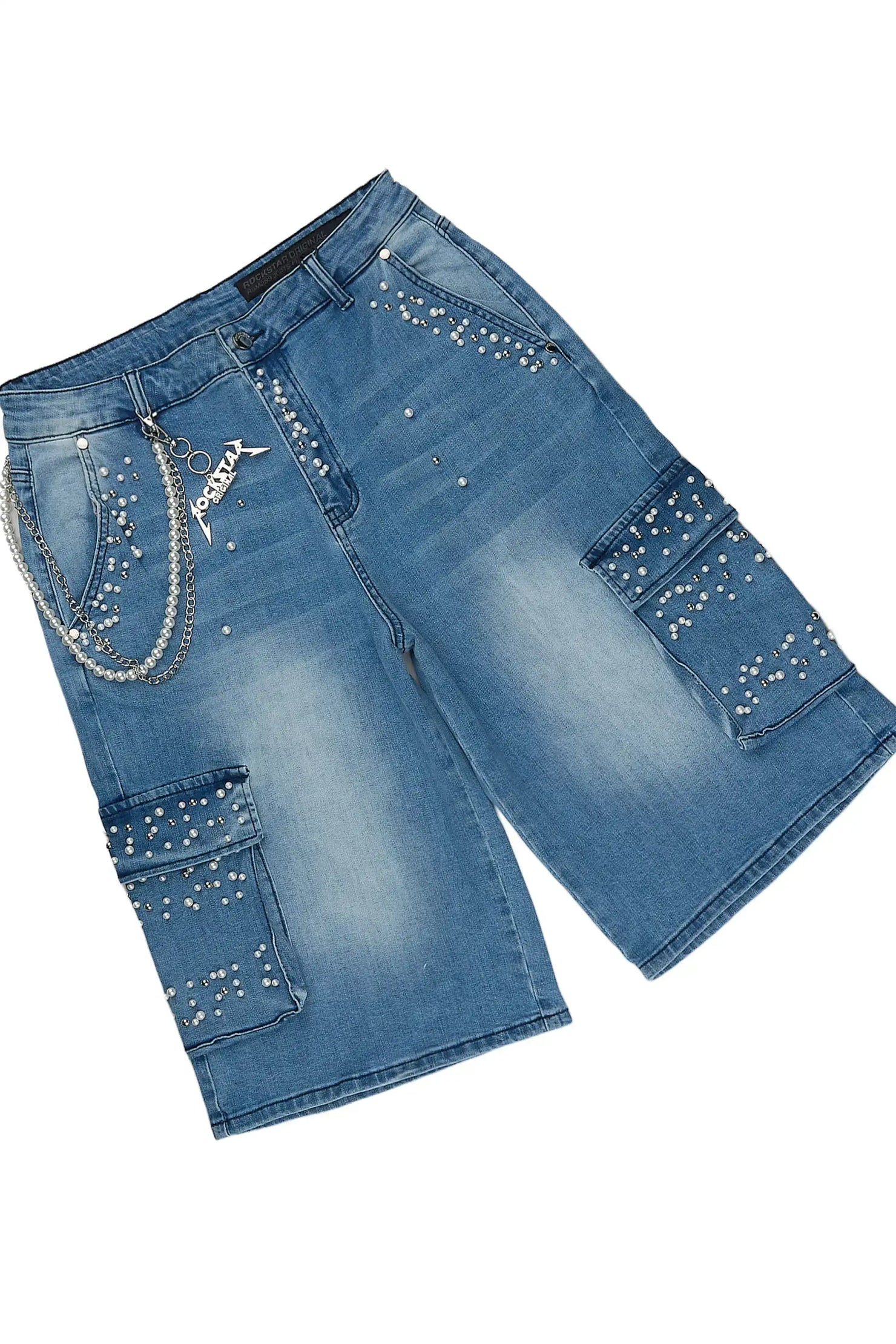 Teo Blue Rhinestone T-Shirt Denim Jort Set