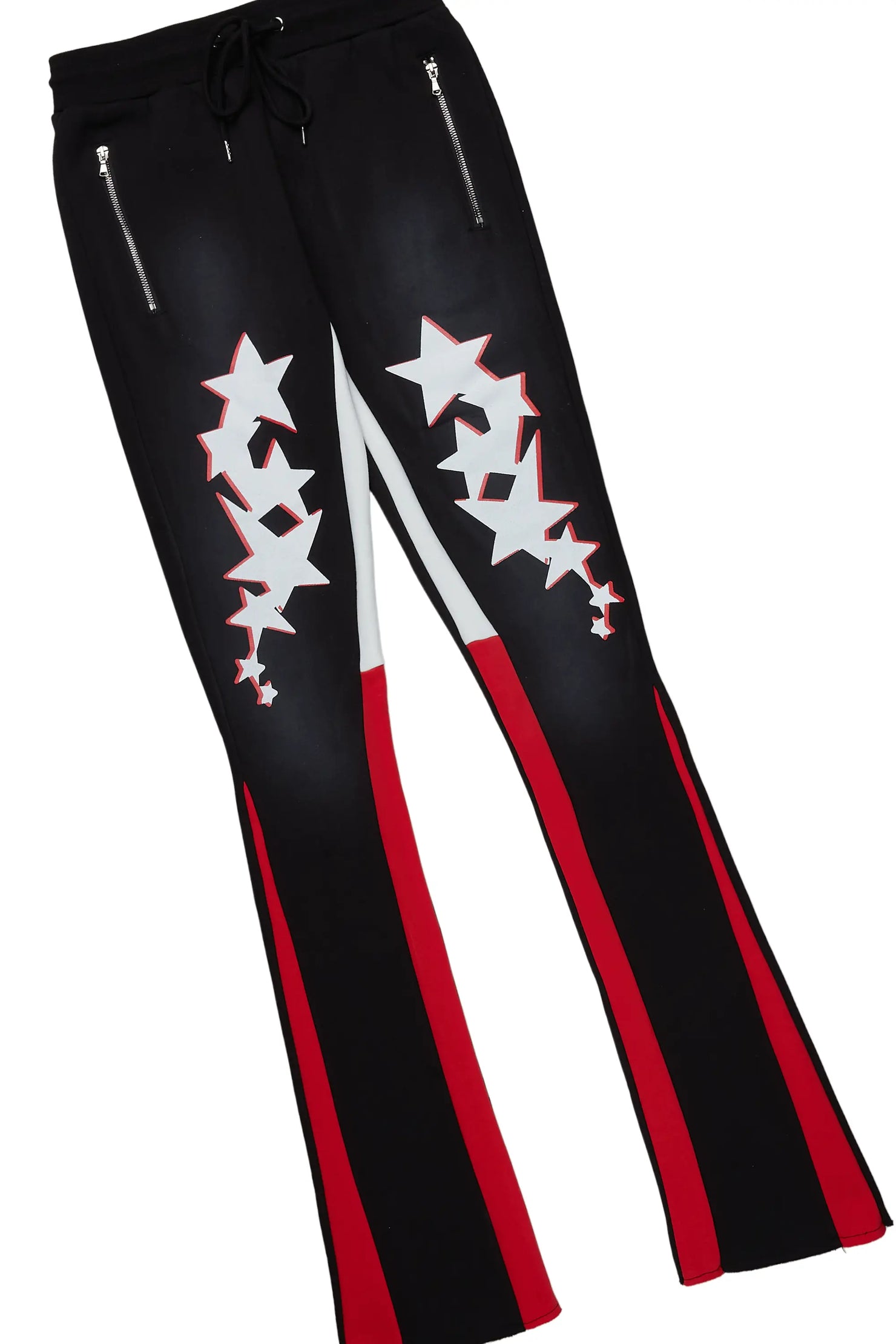 Shiny Black T-Shirt/Stacked Flare Track Set