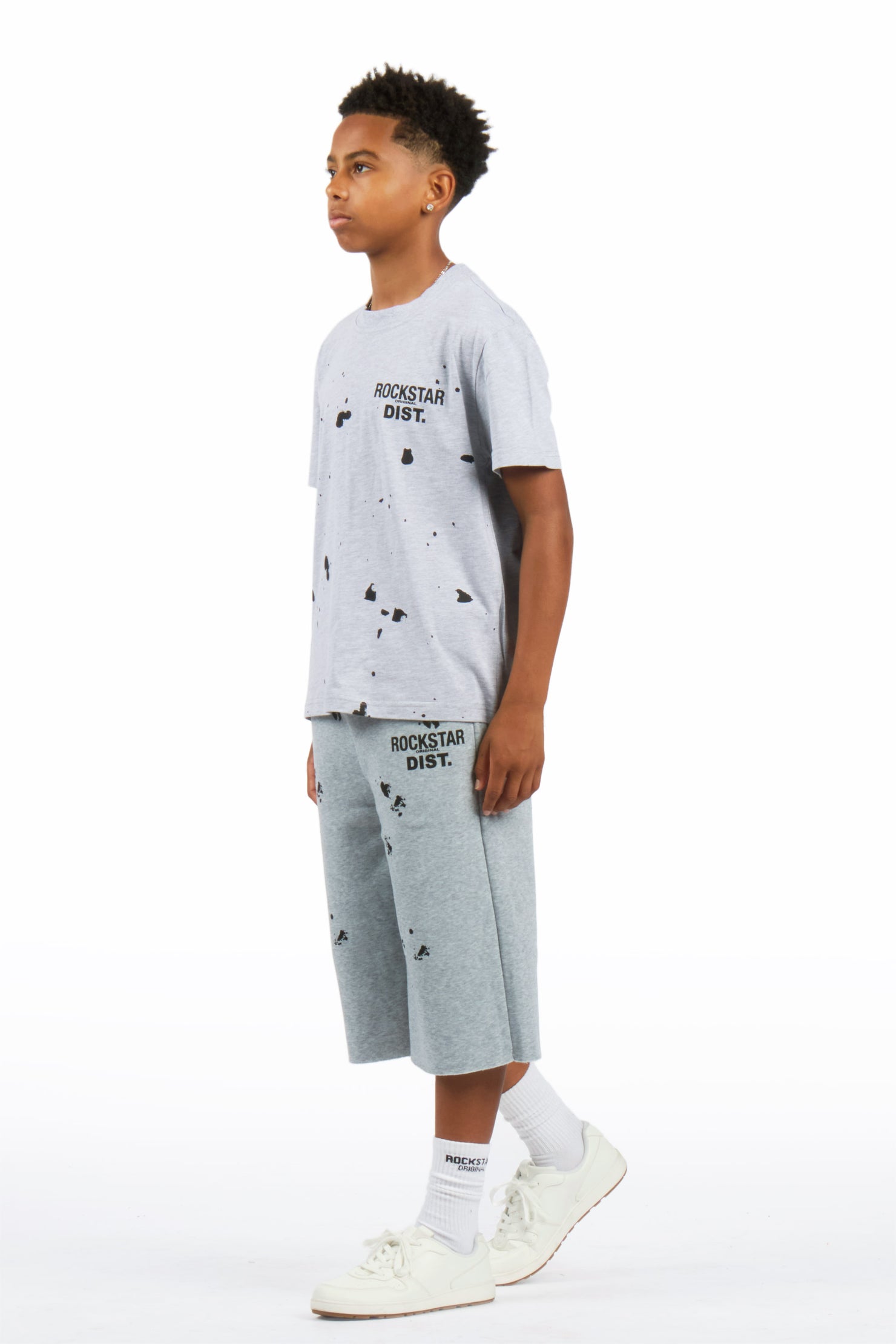 Boys Raffer Heather Grey/Heather Grey T-Shirt Jort Set