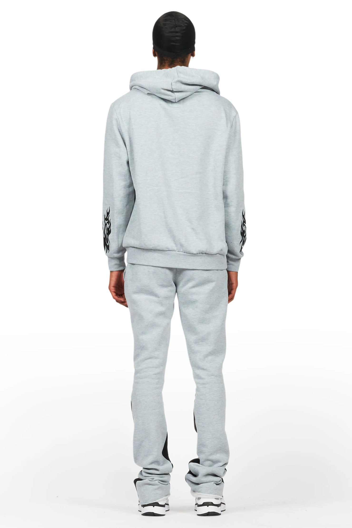 Bubble Grey/Black Stacked Flare Hoodie Track Set