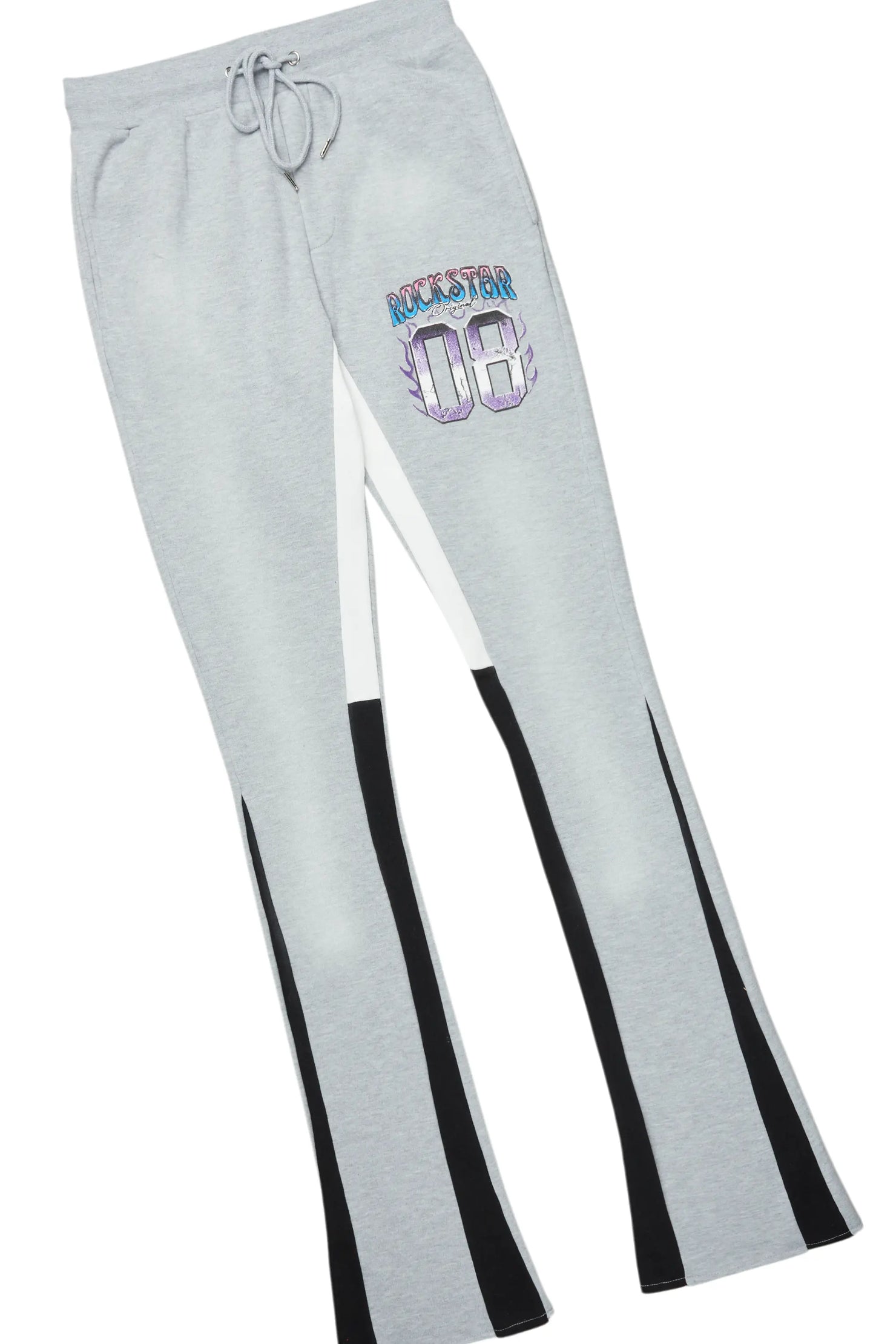 Quito Heather Grey Stacked Flare Hoodie Track Set