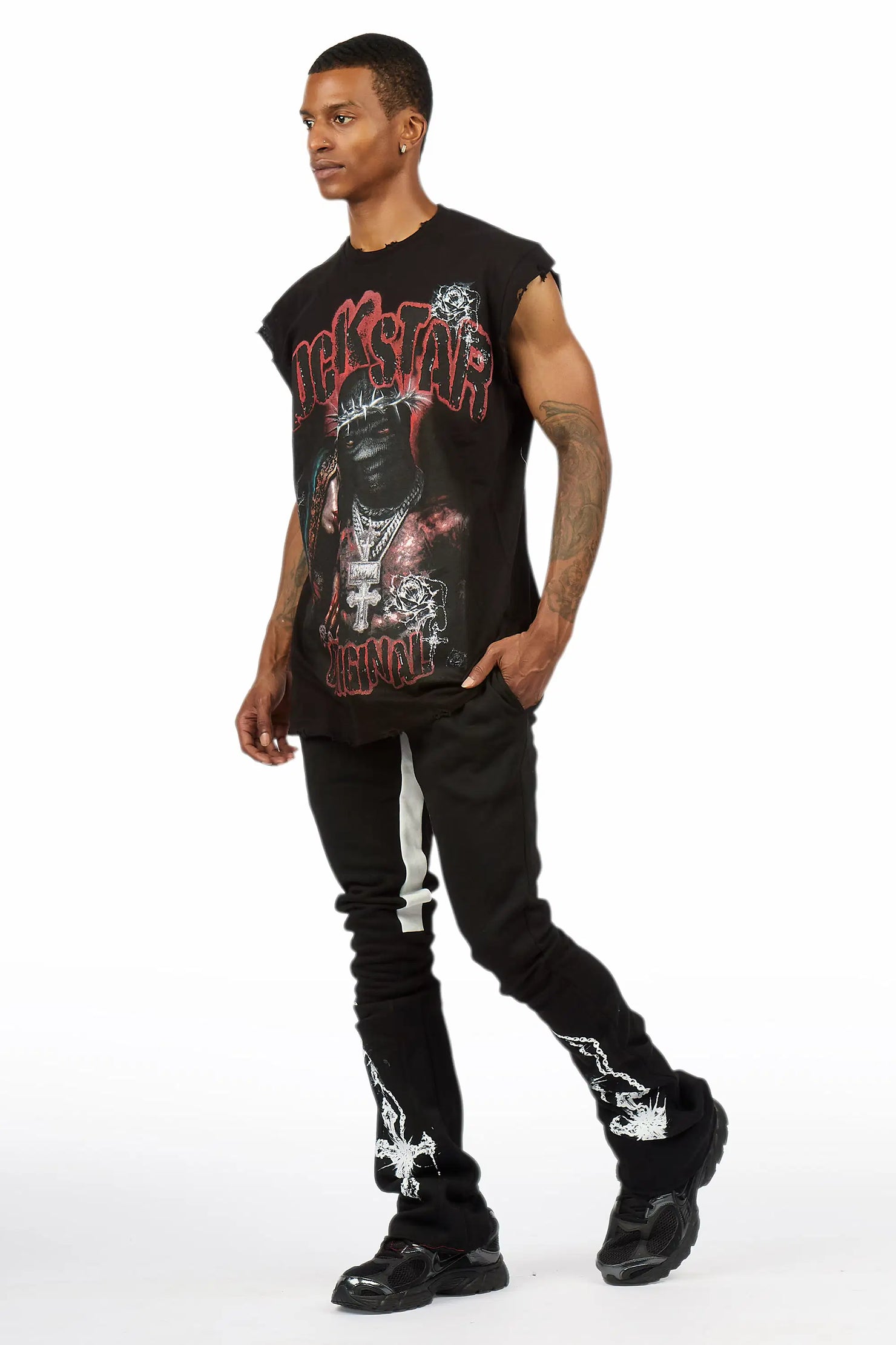 Vontae Black Cut Sleeve/Stacked Flare Track Set