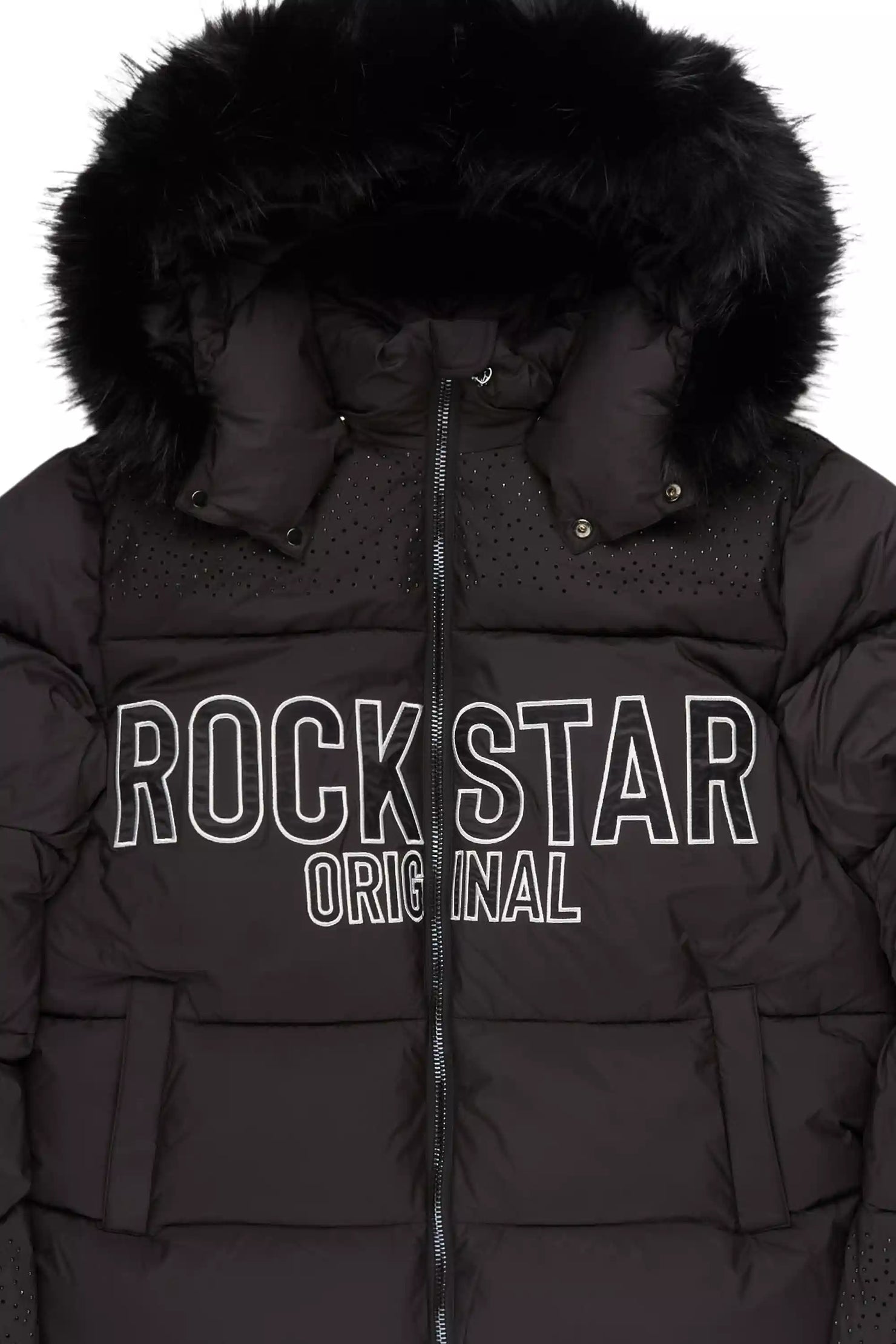 Glacier Black Rhinestone Puffer Jacket