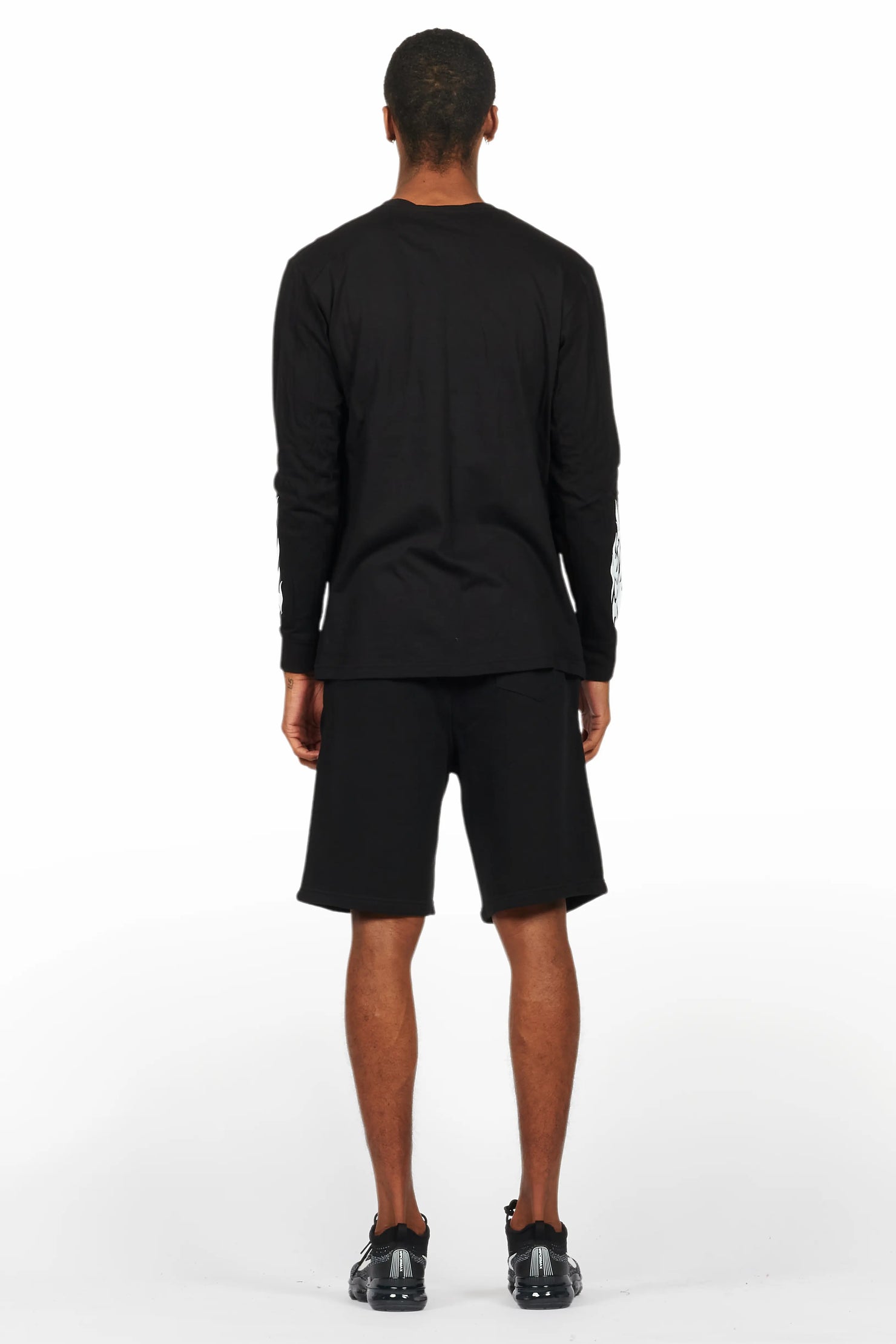 Bubble Black Long Sleeve T-Shirt Short Set