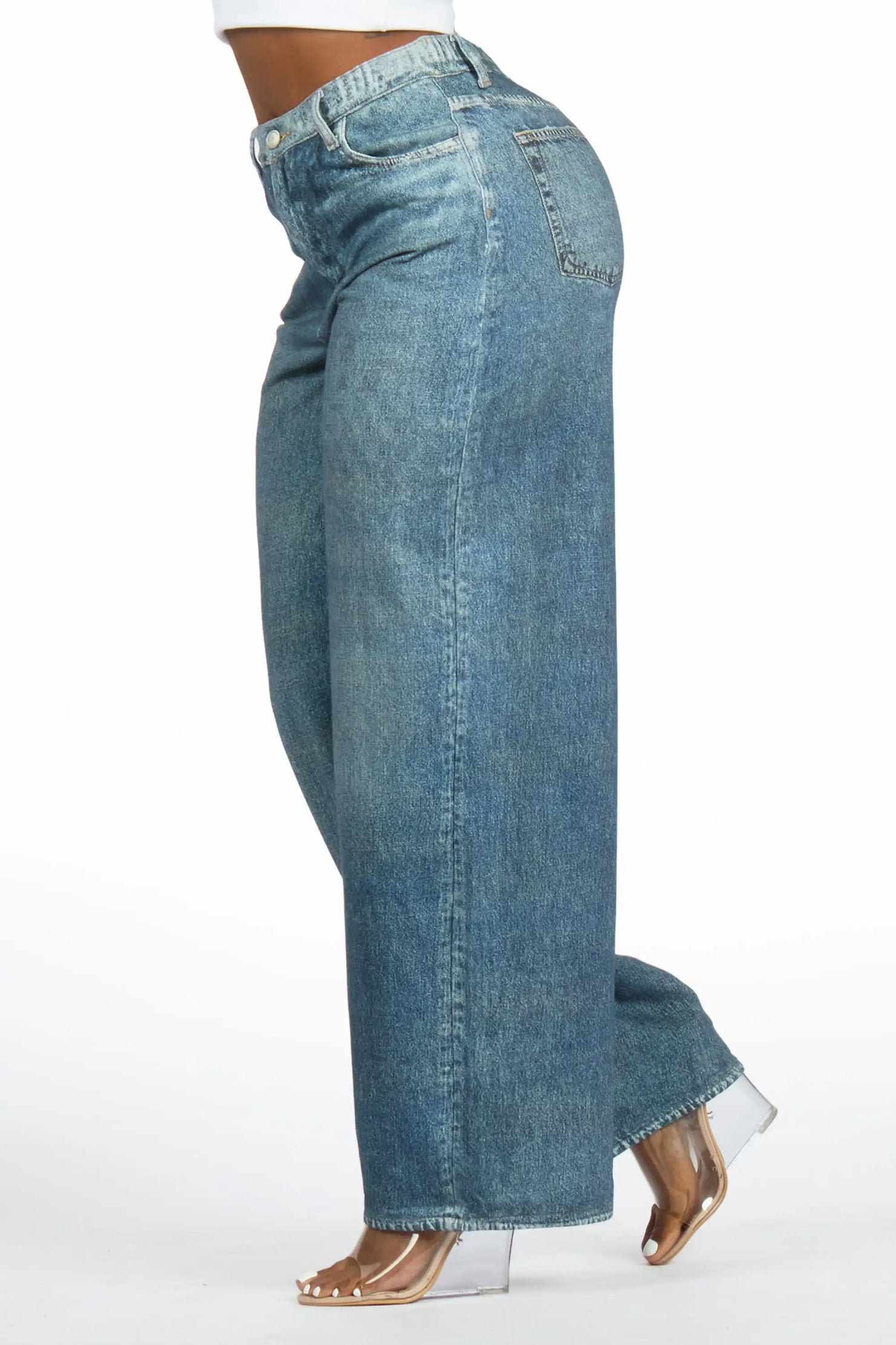 Kasai Med. Wash Denim Print Stretch Terry Sweatpant Jean
